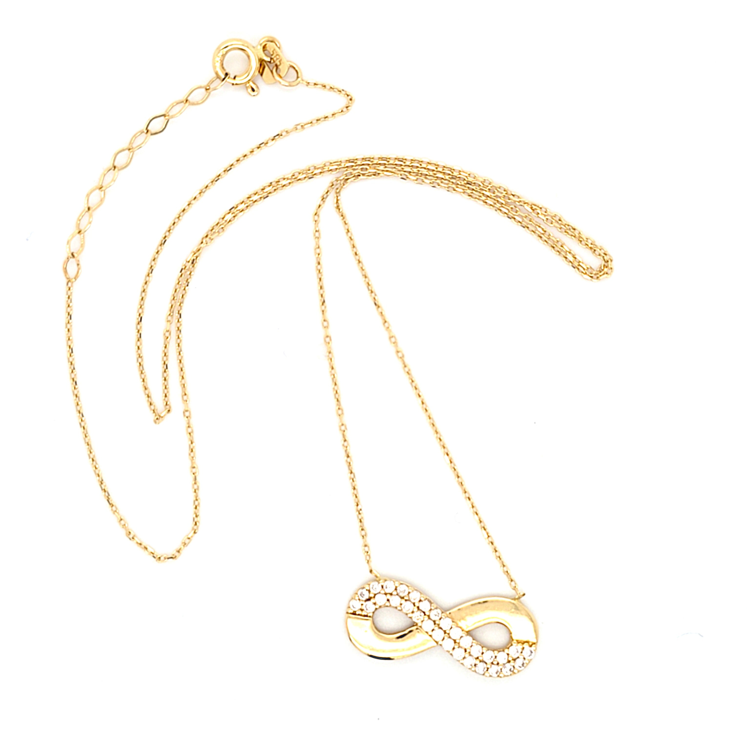 Collier Kette Gold 585 14 kt Zirkonia Unendlich Geschenk Schmuck Damen
