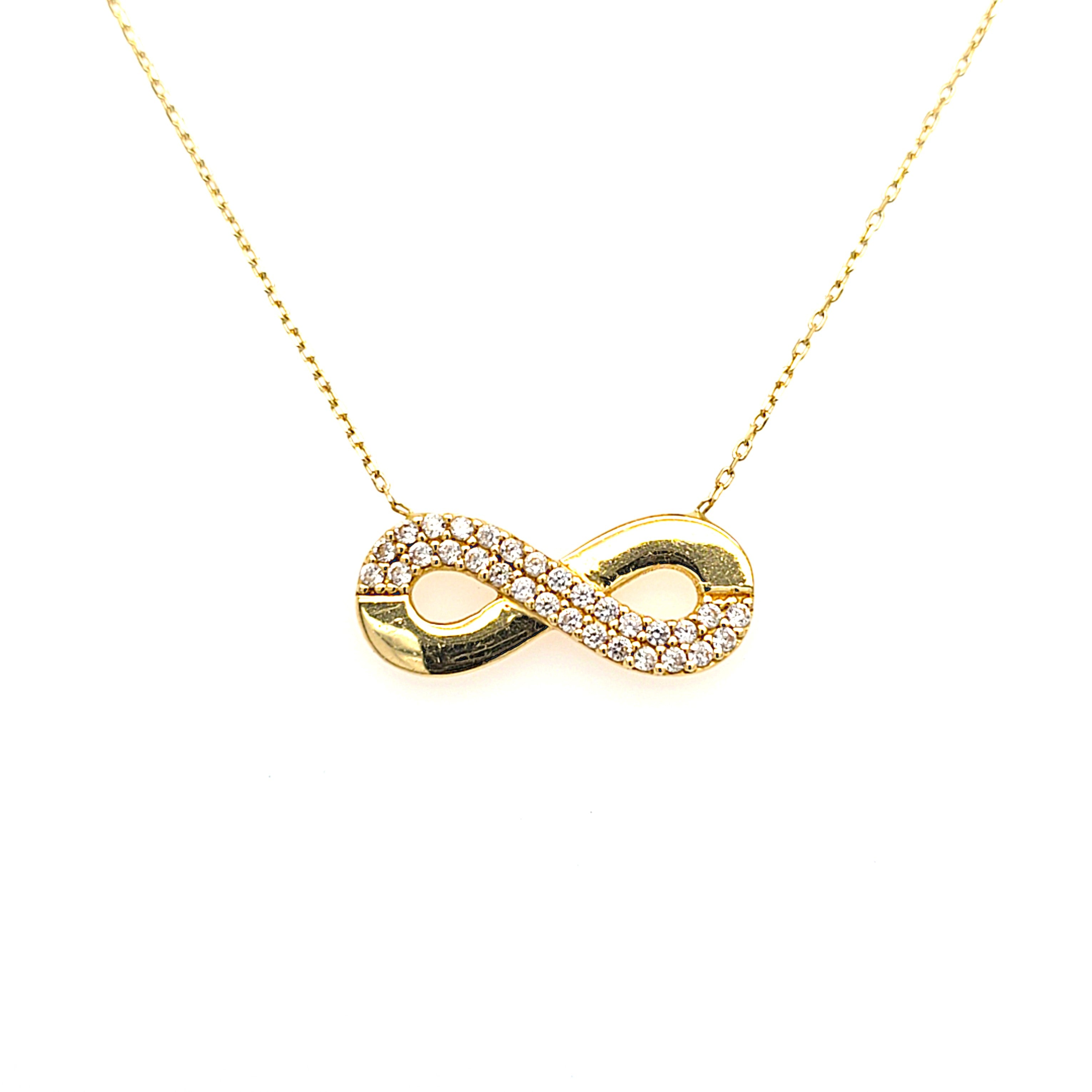 Collier Kette Gold 585 14 kt Zirkonia Unendlich Geschenk Schmuck Damen