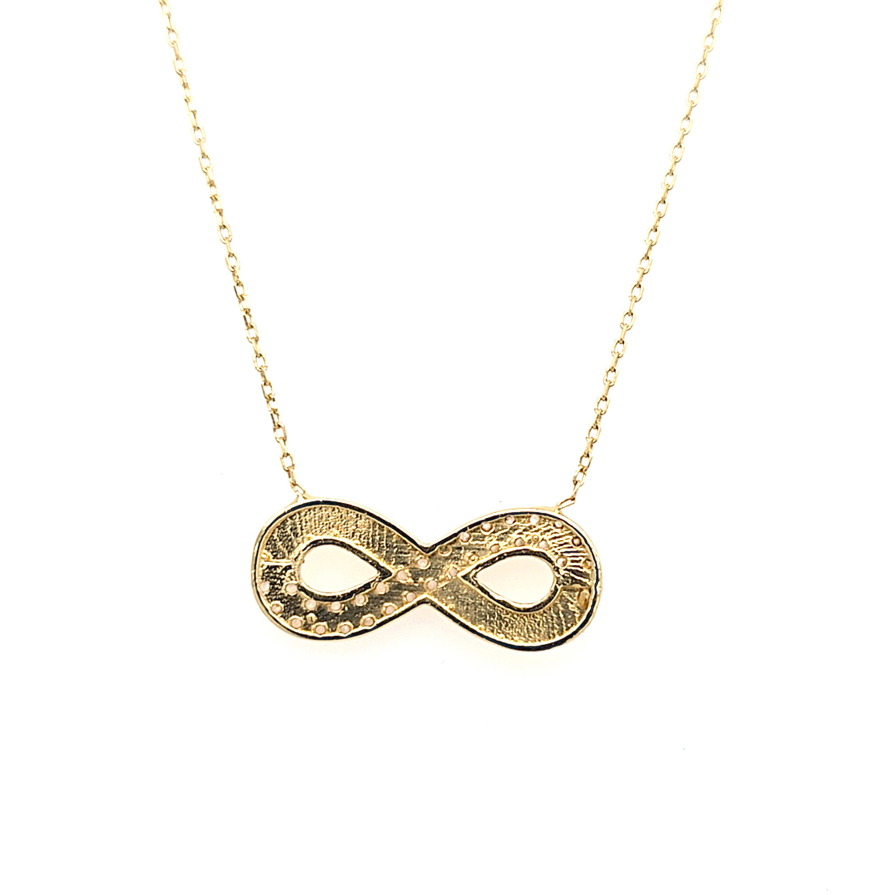 Collier Kette Gold 585 14 kt Zirkonia Unendlich Geschenk Schmuck Damen