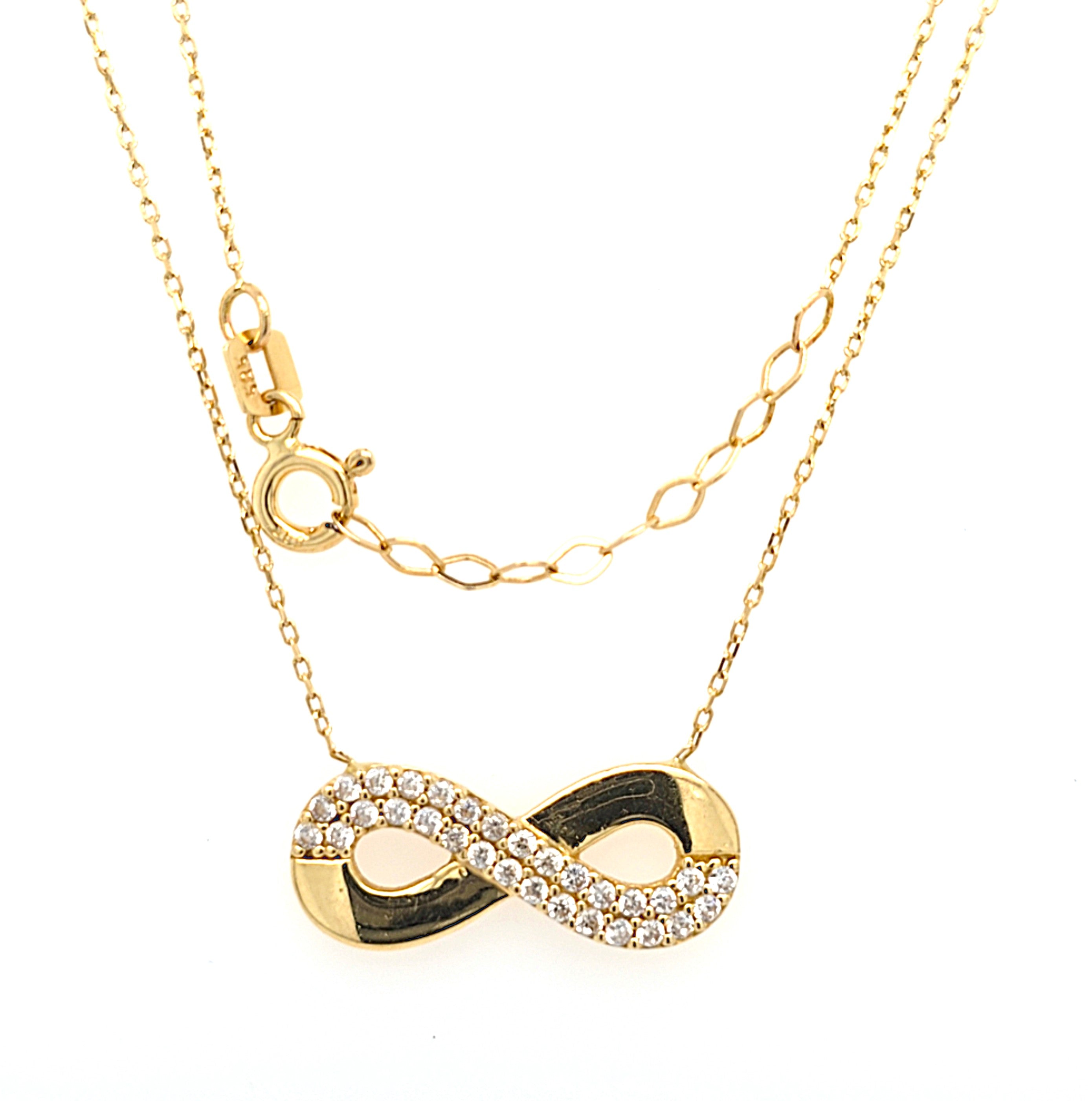 Collier Kette Gold 585 14 kt Zirkonia Unendlich Geschenk Schmuck Damen