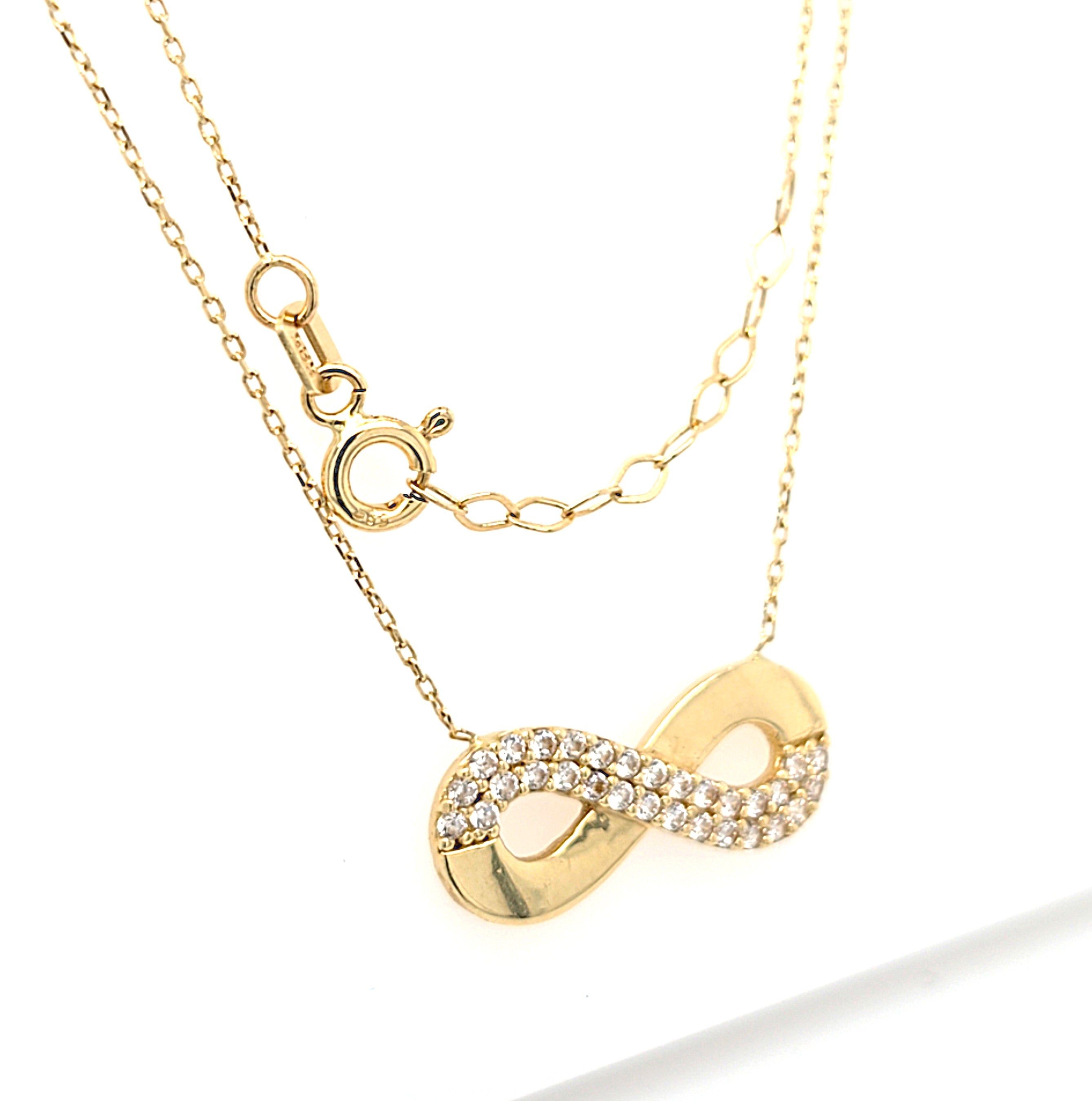 Collier Kette Gold 585 14 kt Zirkonia Unendlich Geschenk Schmuck Damen