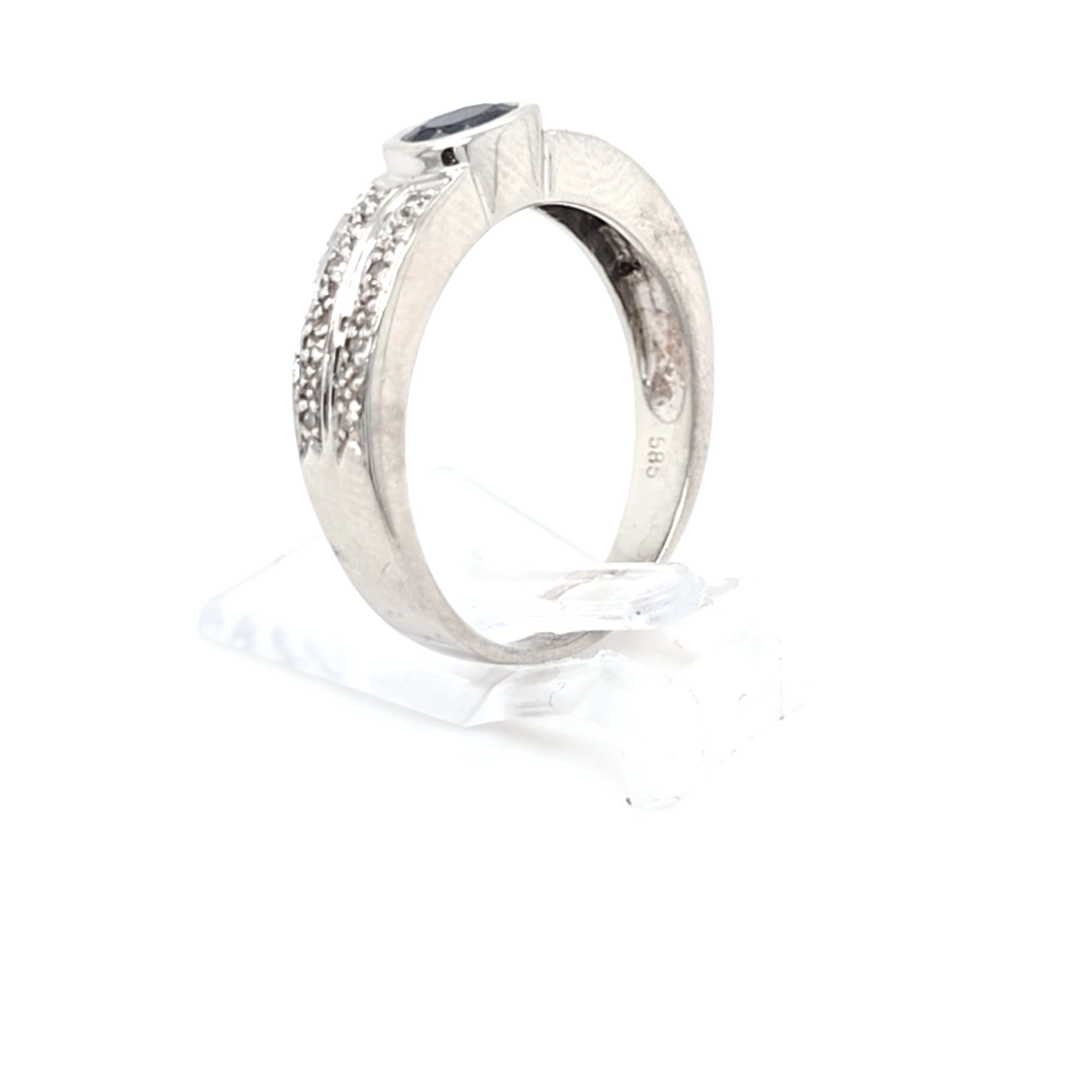 Damen Ring Weiß Gold 585/ 14 kt Saphir Brillanten *55* Schmuck
