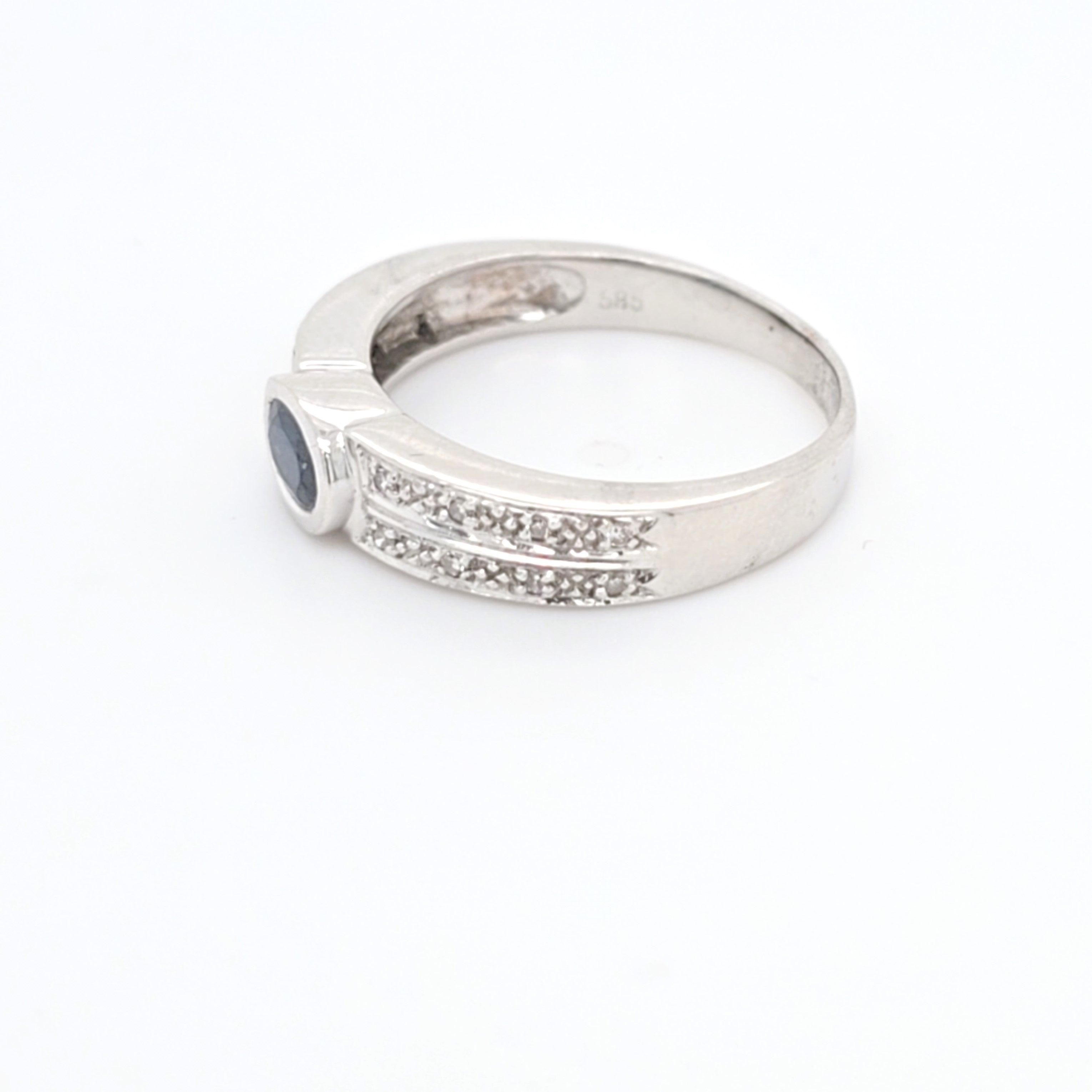 Damen Ring Weiß Gold 585/ 14 kt Saphir Brillanten *55* Schmuck
