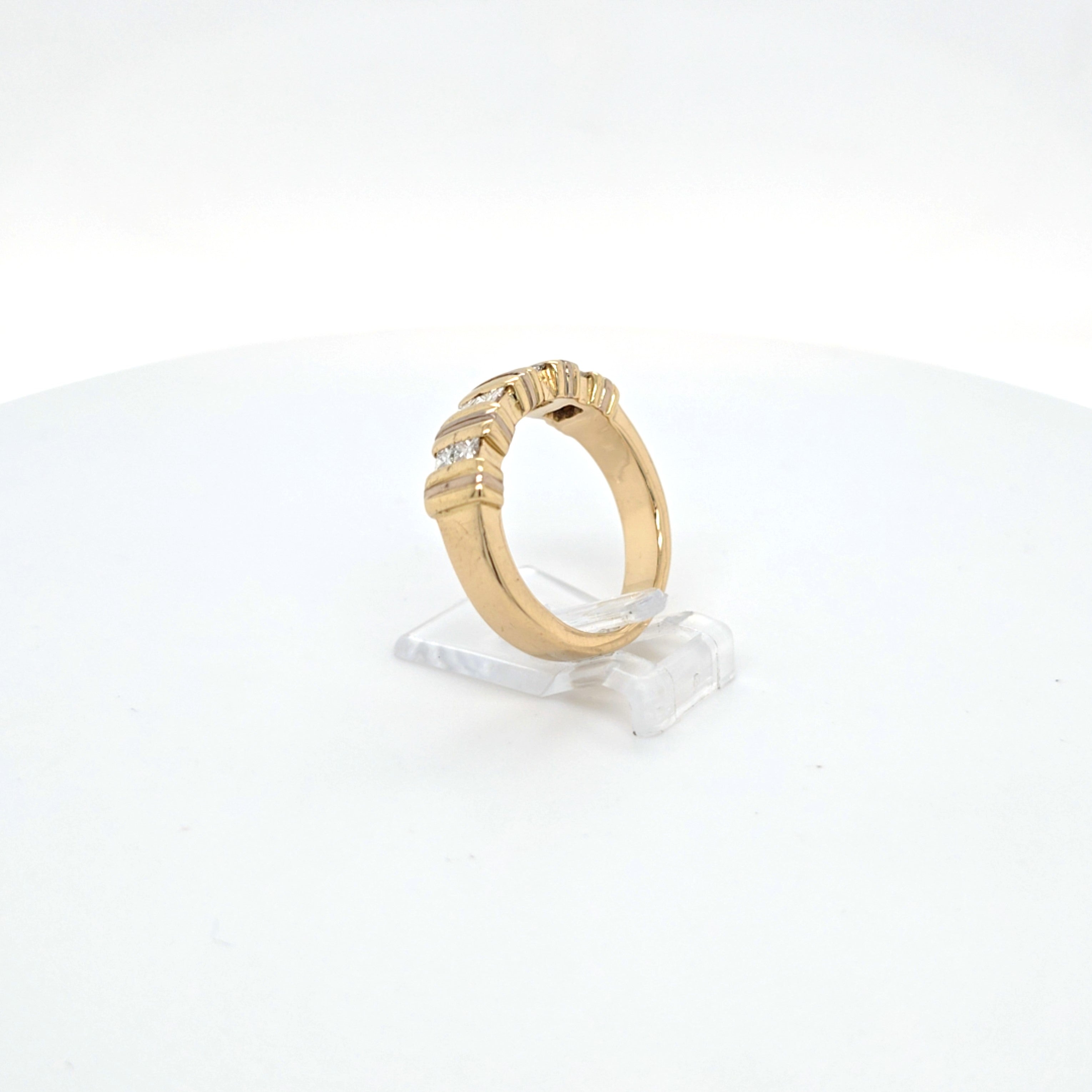 Ring Gelb Weiß Gold 750 Diamanten Schmuck Damen Geschenk