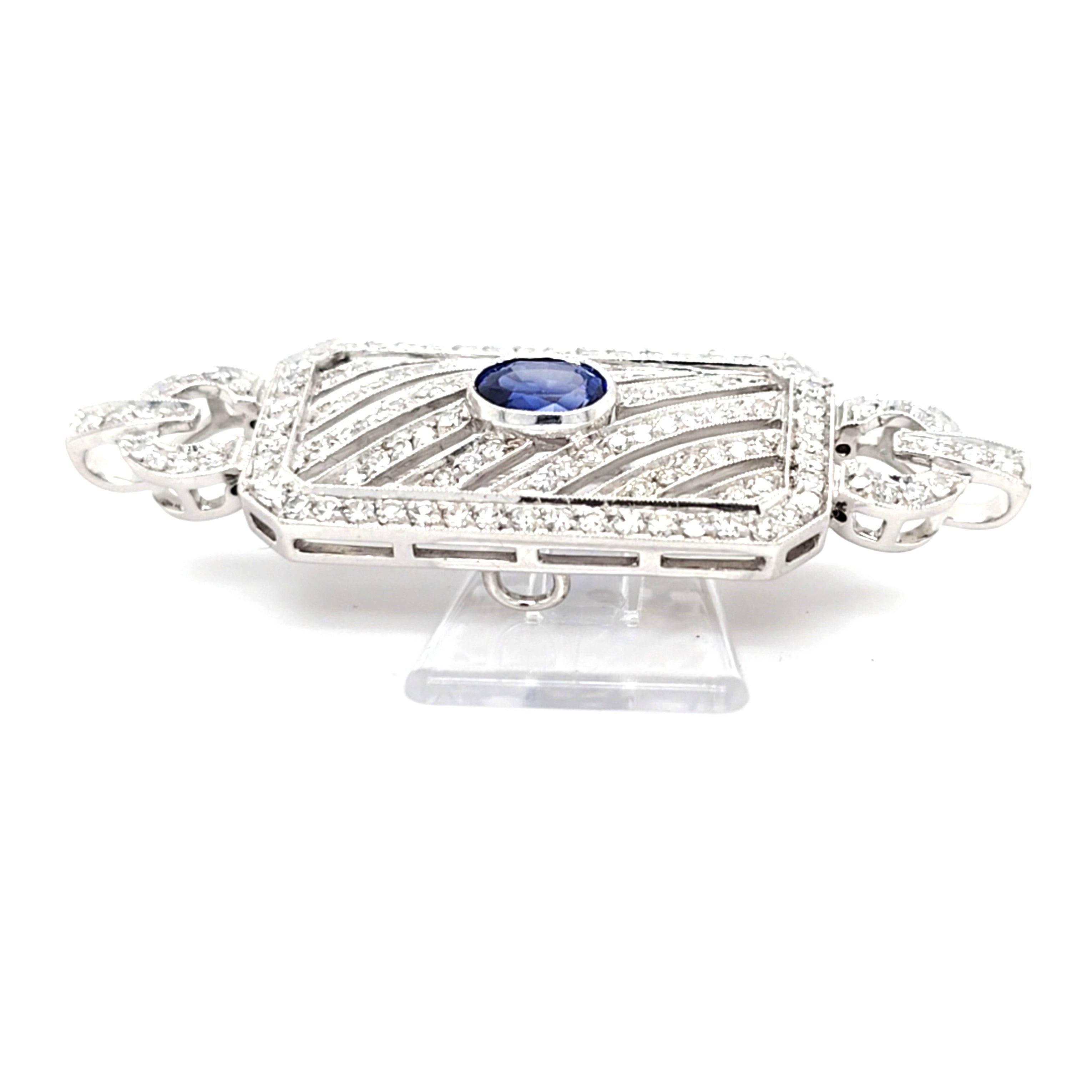Brosche Anhänger Weiß Gold 750 Diamanten Schmuckstein Blau