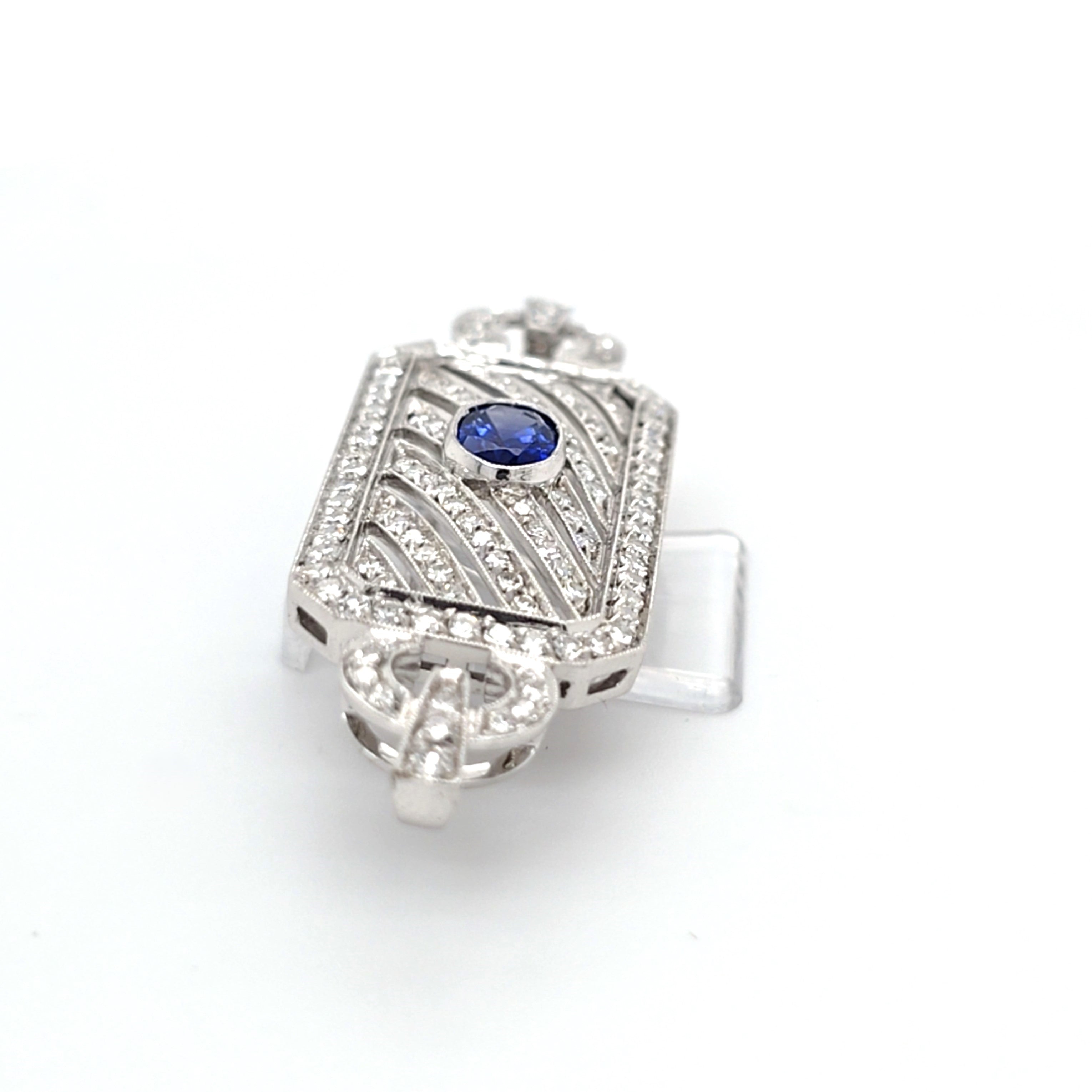 Brosche Anhänger Weiß Gold 750 Diamanten Schmuckstein Blau