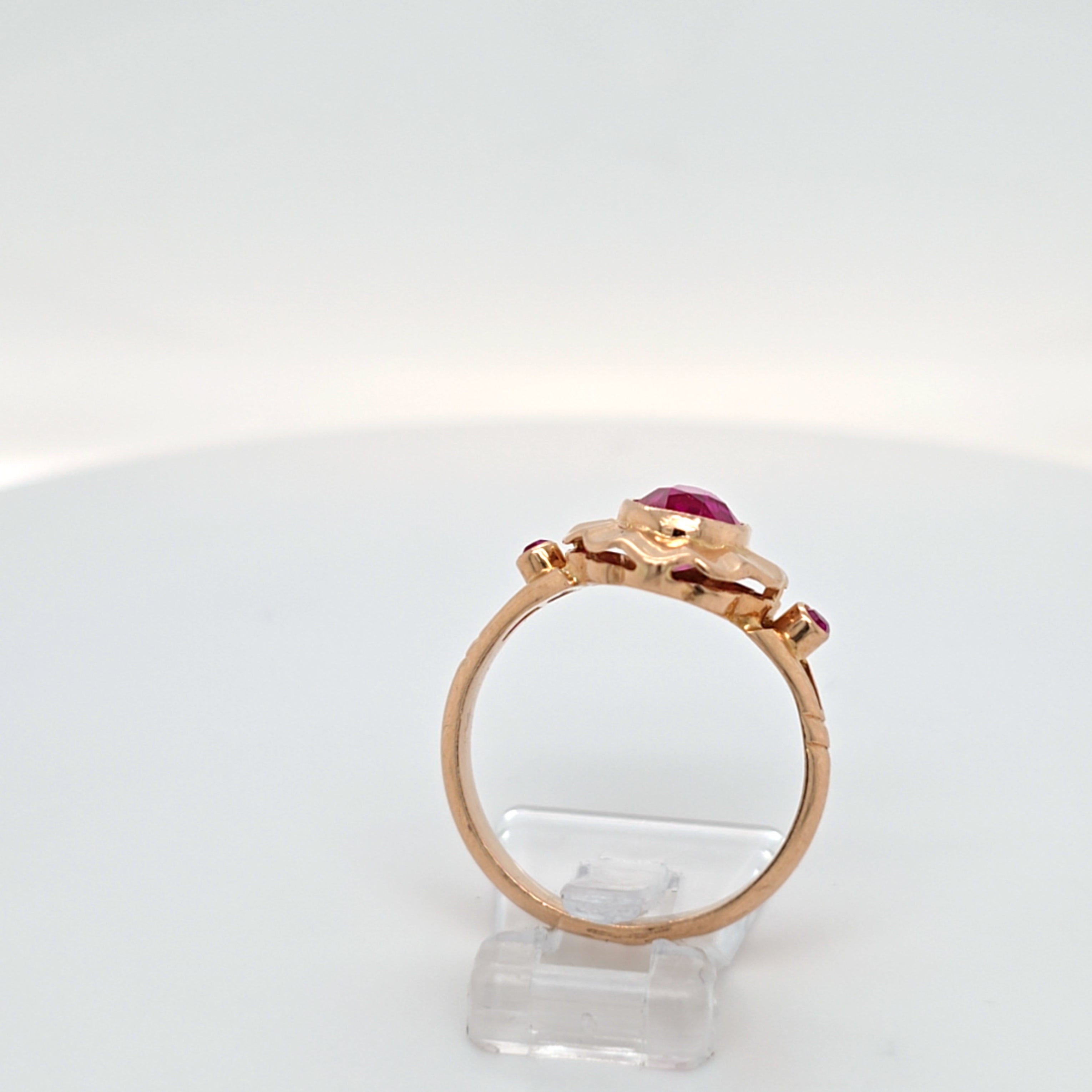 Ring Rot Gold 583 Schmuckstein Pink Damen Geschenk
