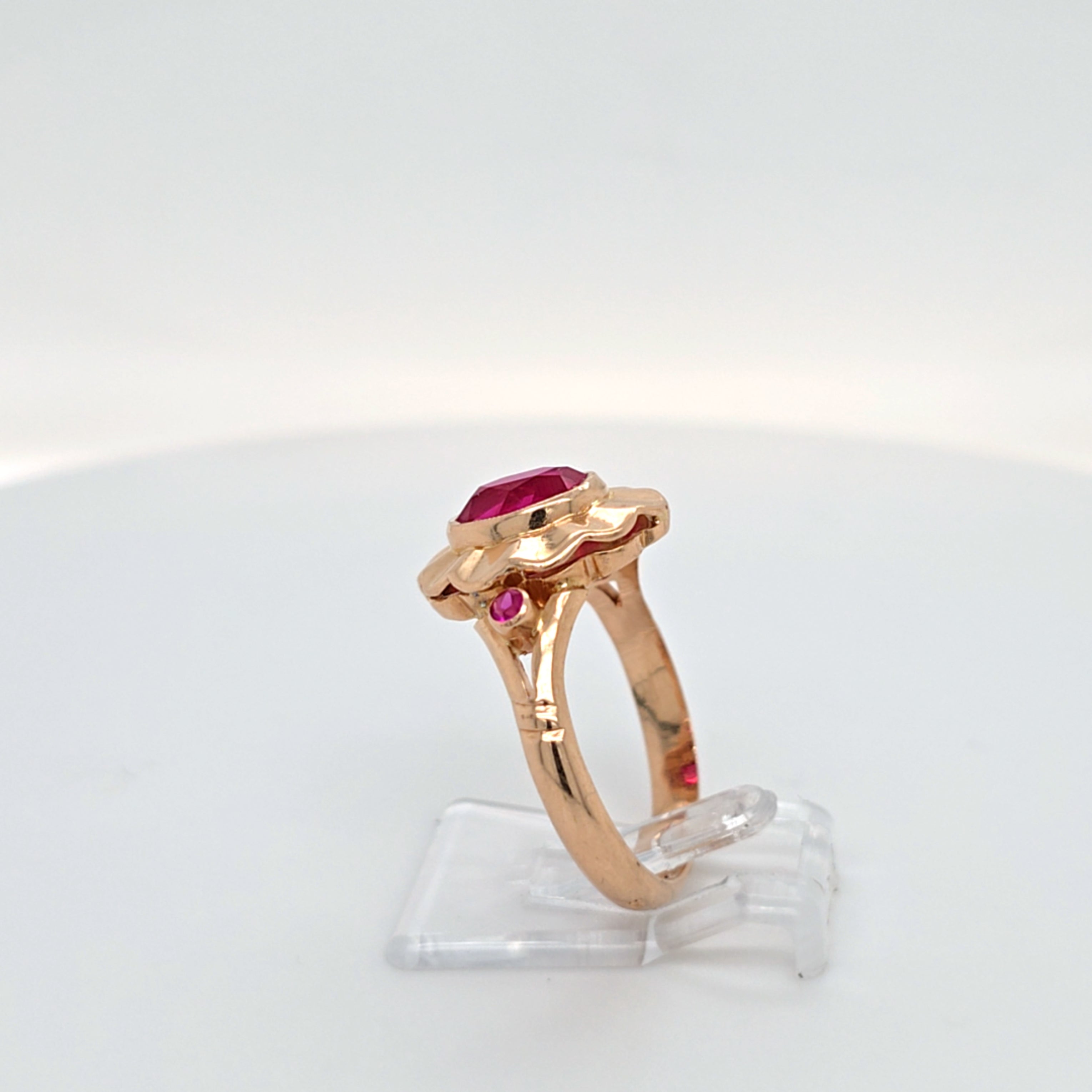Ring Rot Gold 583 Schmuckstein Pink Damen Geschenk