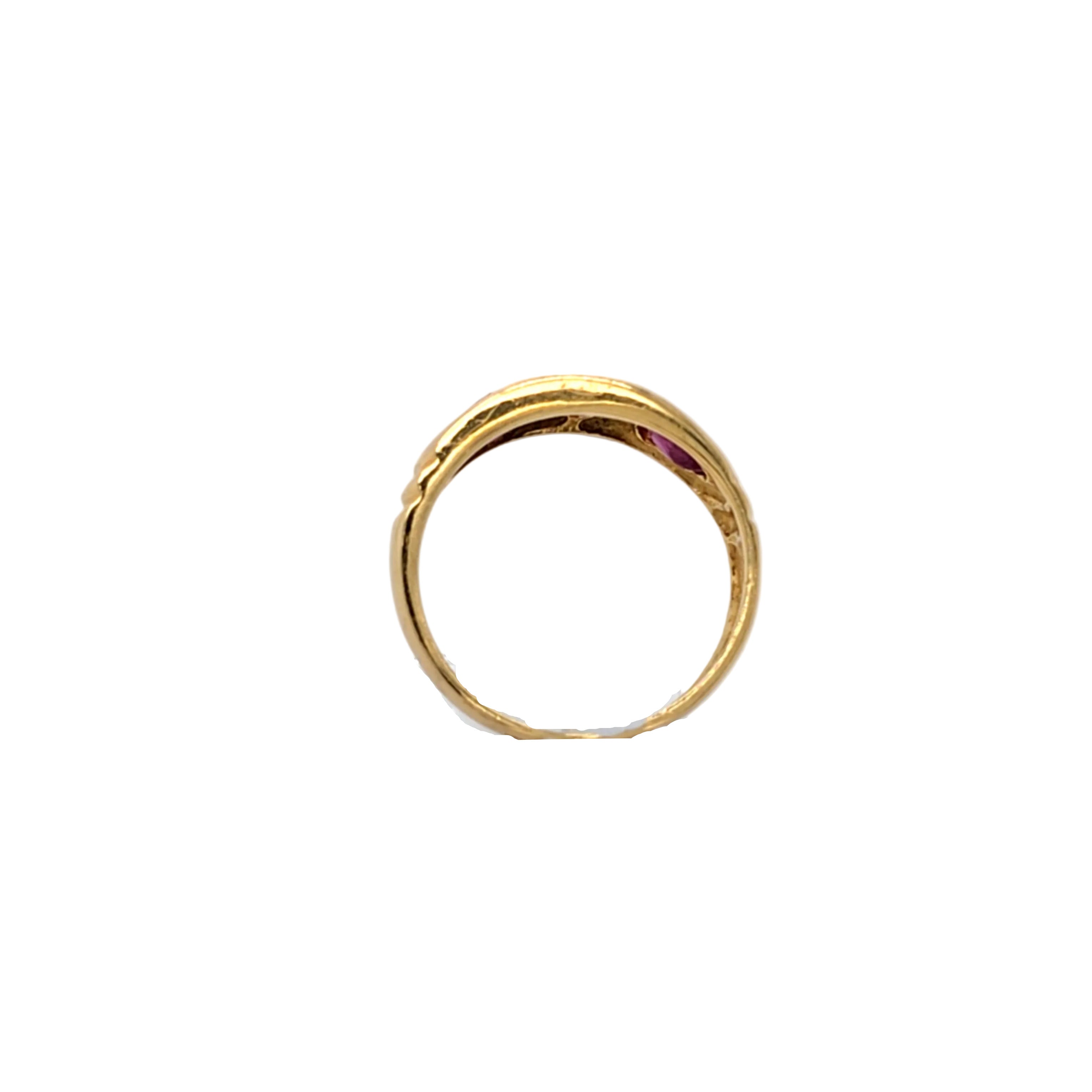 Ring Gelb Gold 750 Schmuckstein Rot Damen Geschenk