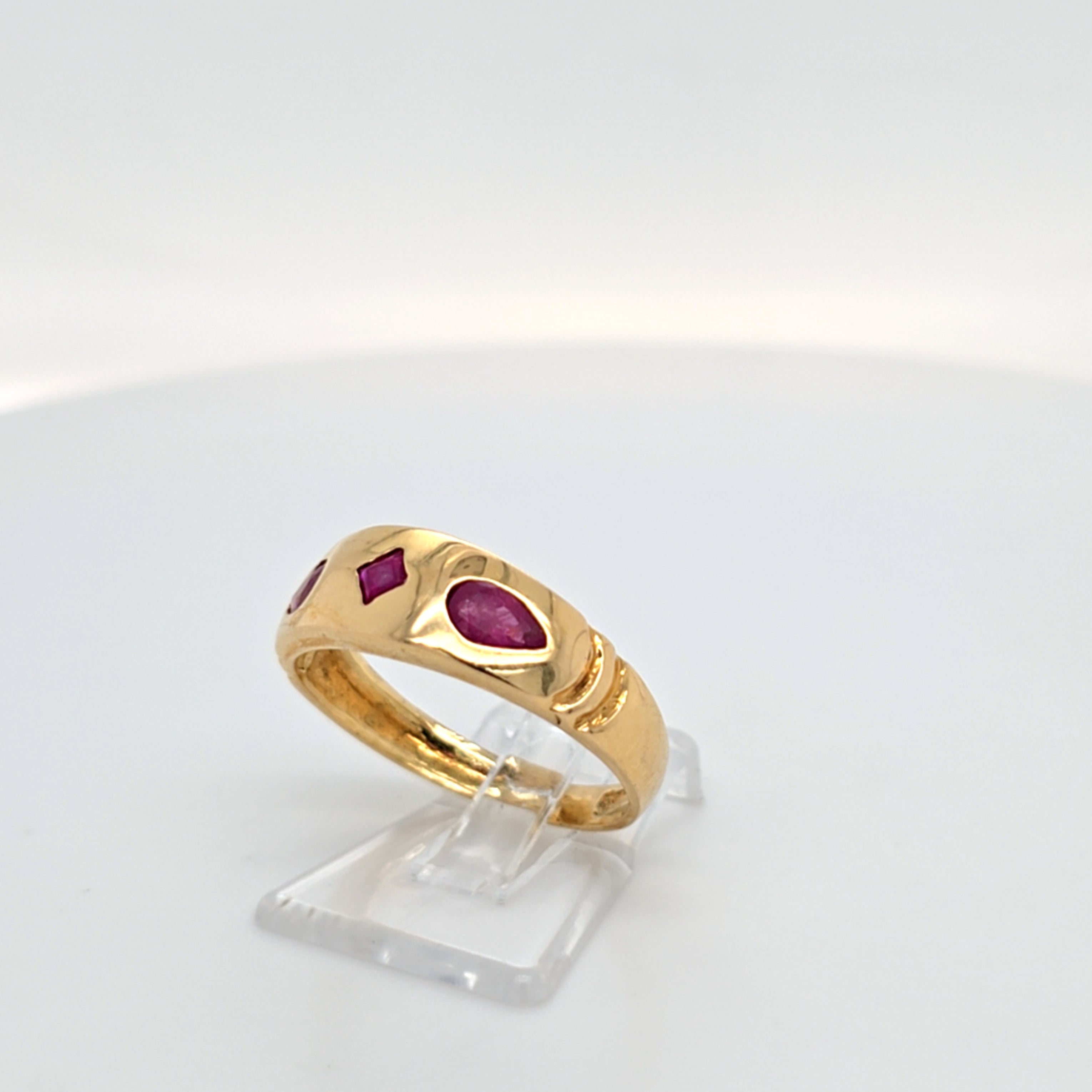 Ring Gelb Gold 750 Schmuckstein Rot Damen Geschenk