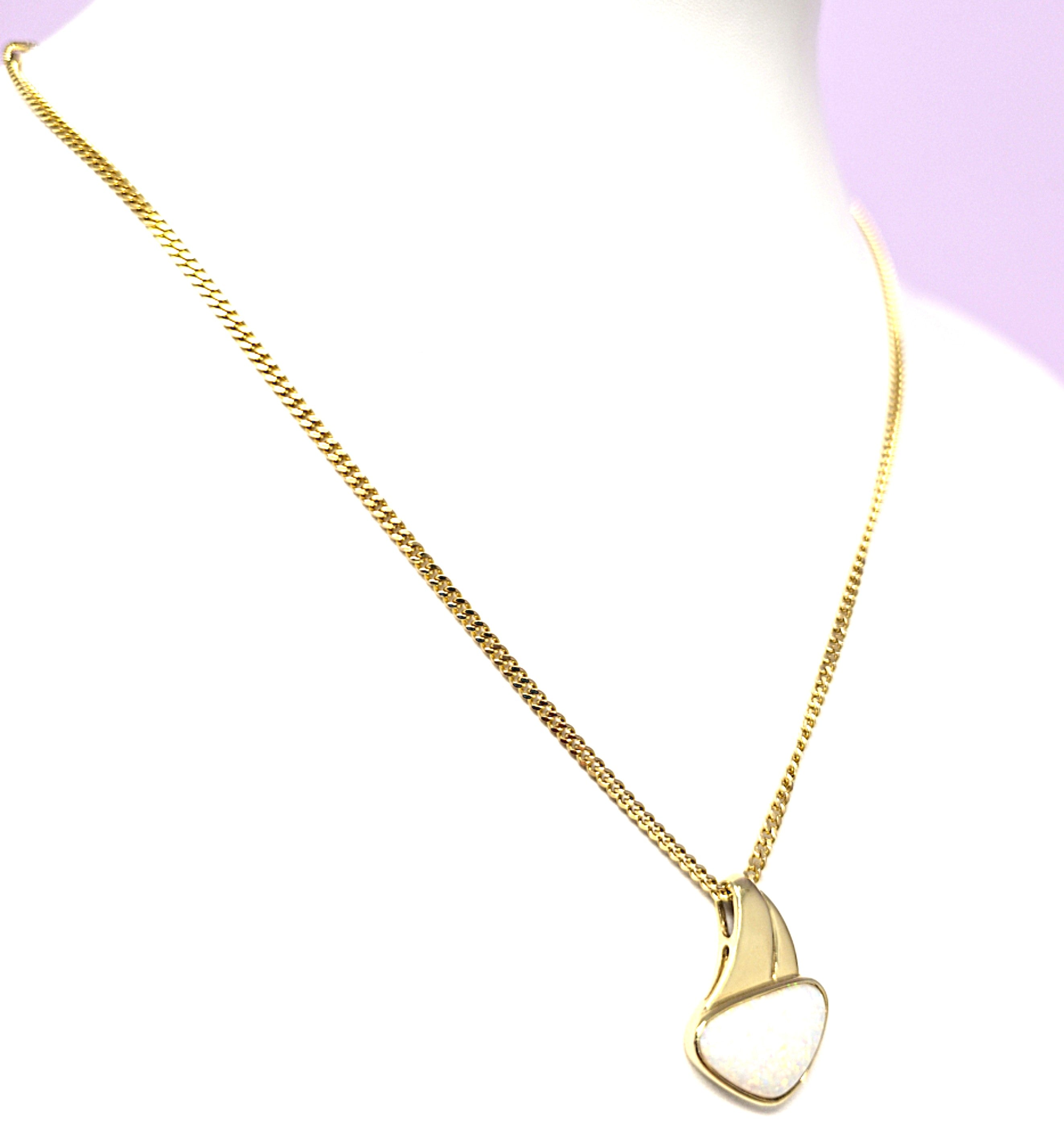 Collier Kette Gold 585 14 kt Opal Damen Geschenk Schmuck
