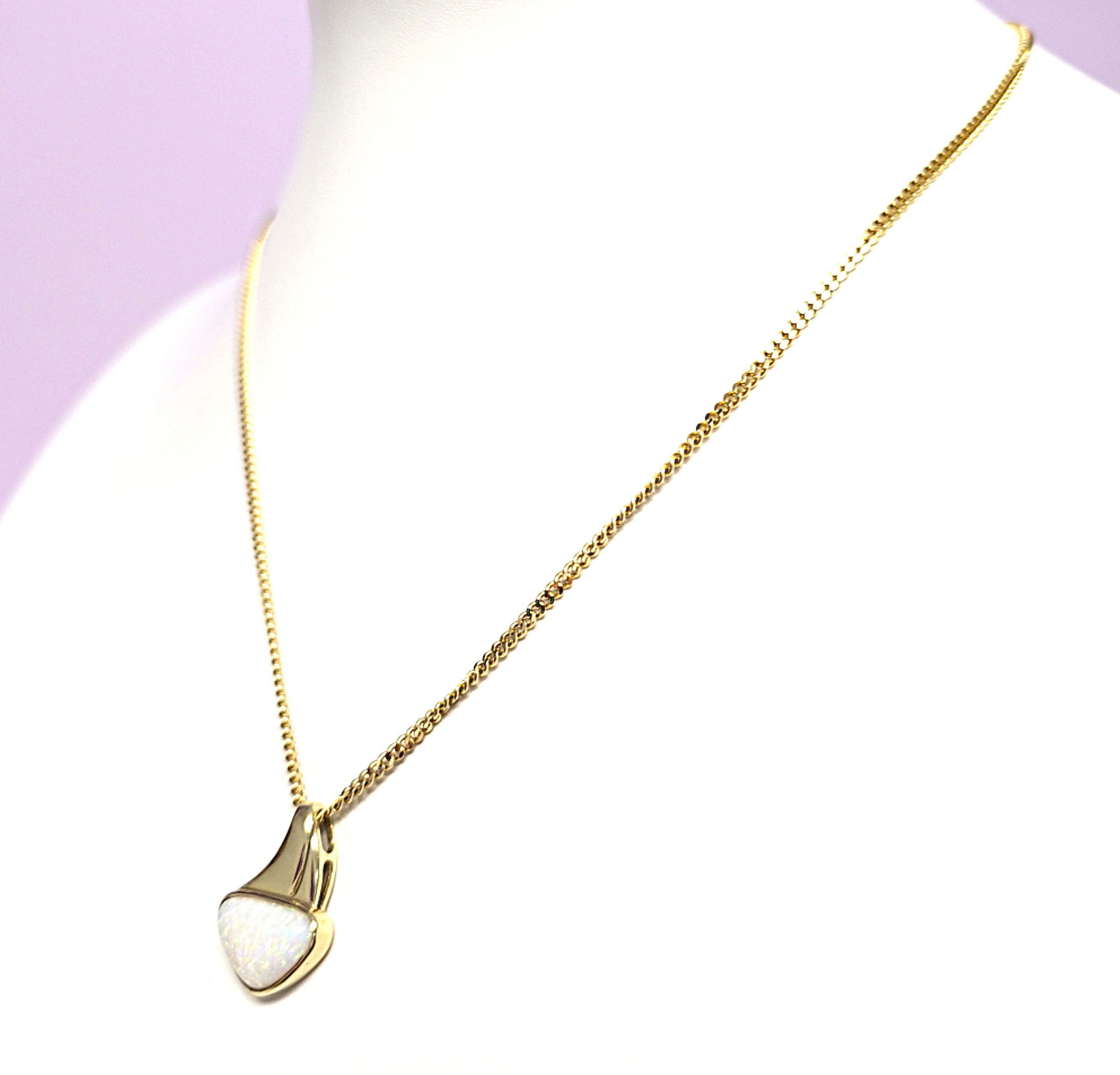 Collier Kette Gold 585 14 kt Opal Damen Geschenk Schmuck