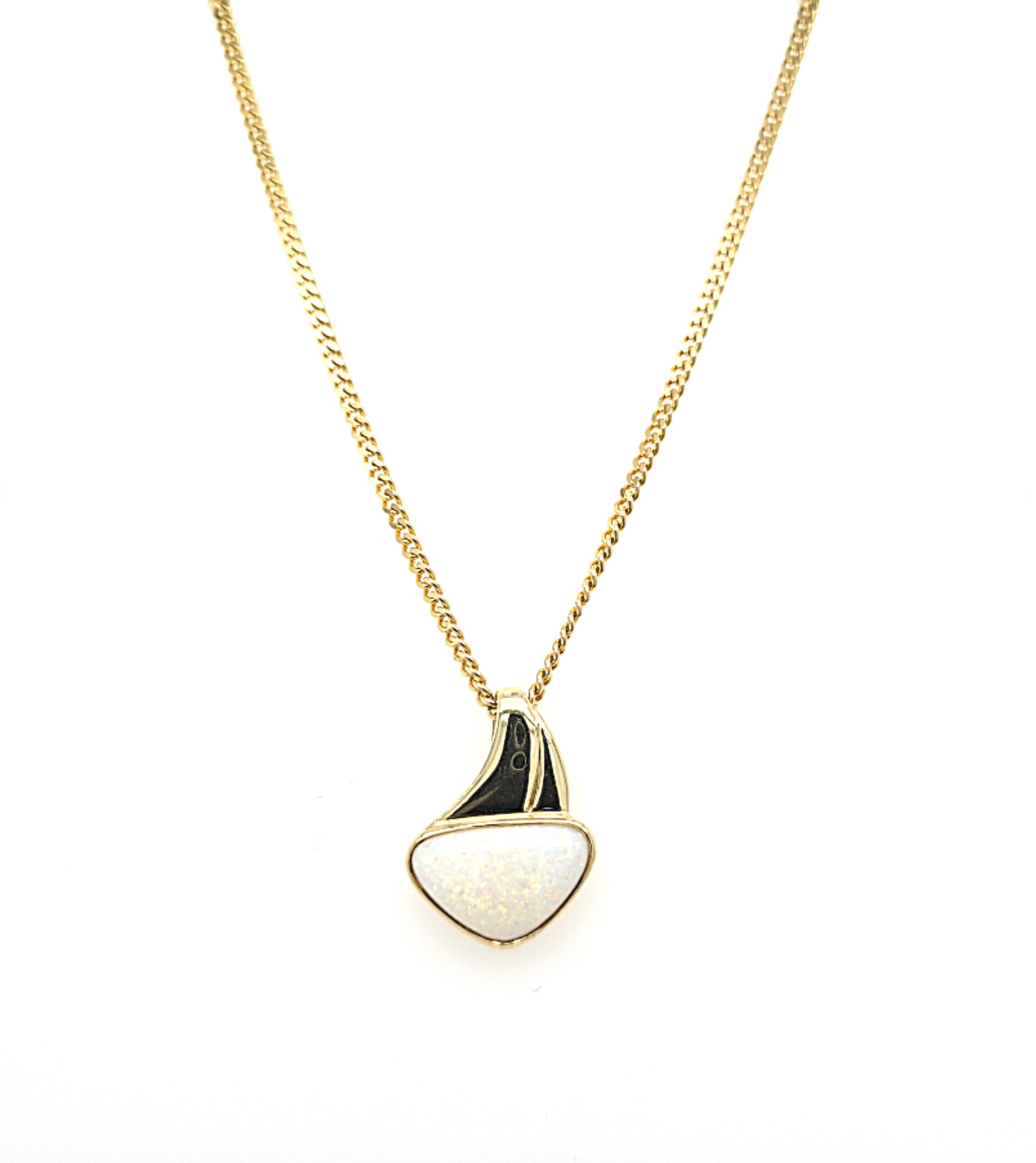 Collier Kette Gold 585 14 kt Opal Damen Geschenk Schmuck