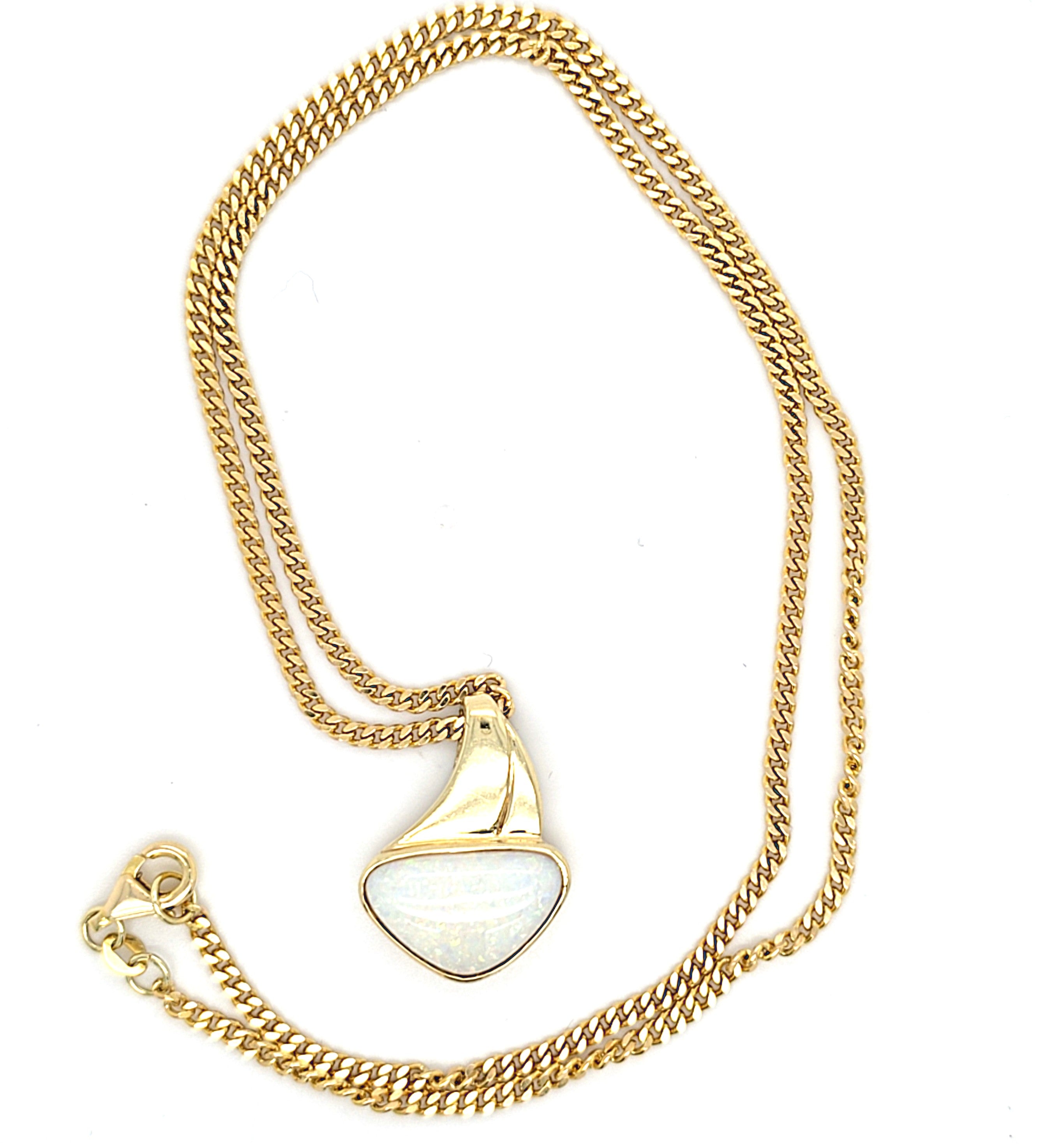Collier Kette Gold 585 14 kt Opal Damen Geschenk Schmuck