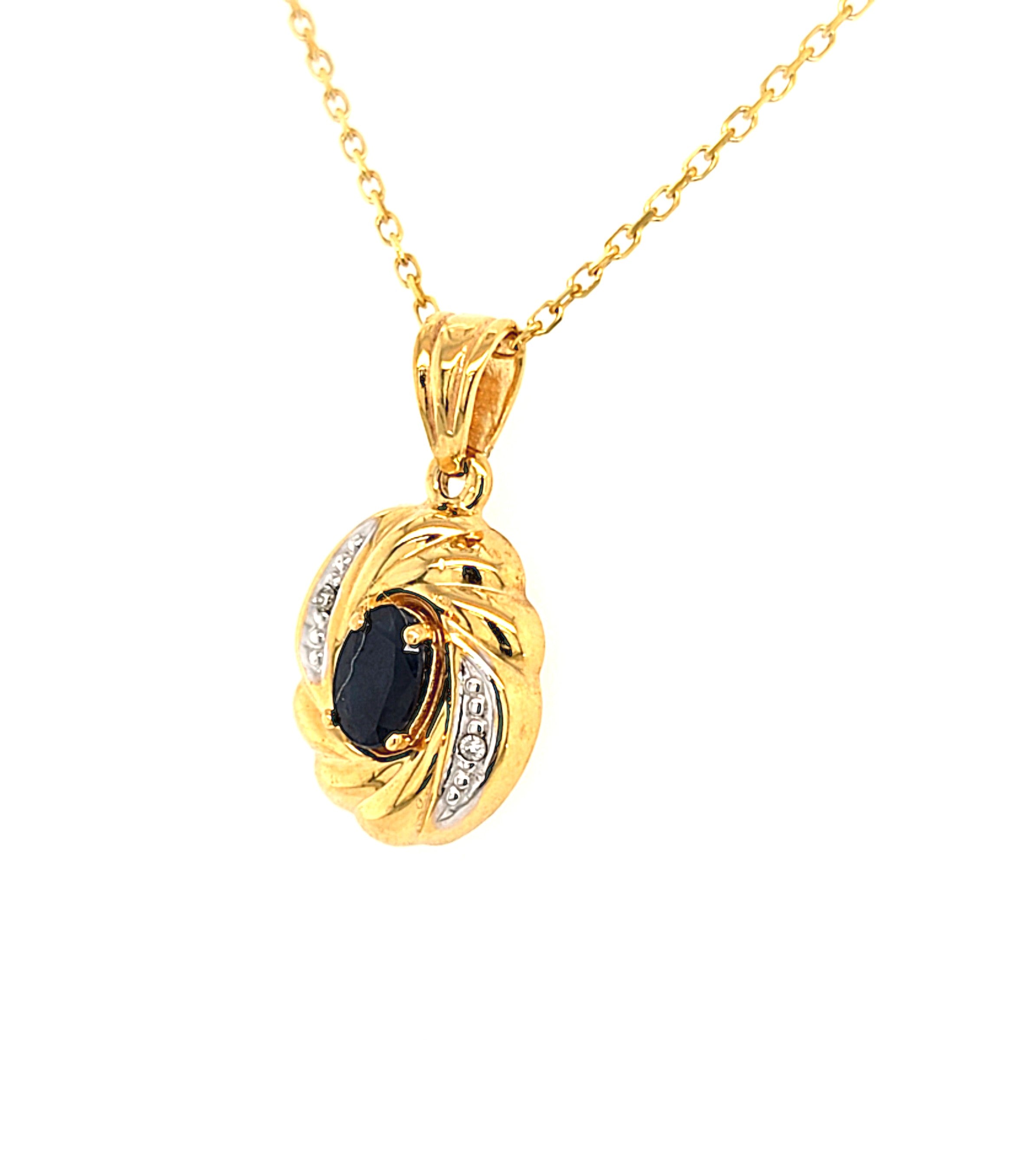 Kette Gold Anhänger 585 14 kt Diamanten Schmuckstein Blau Damen