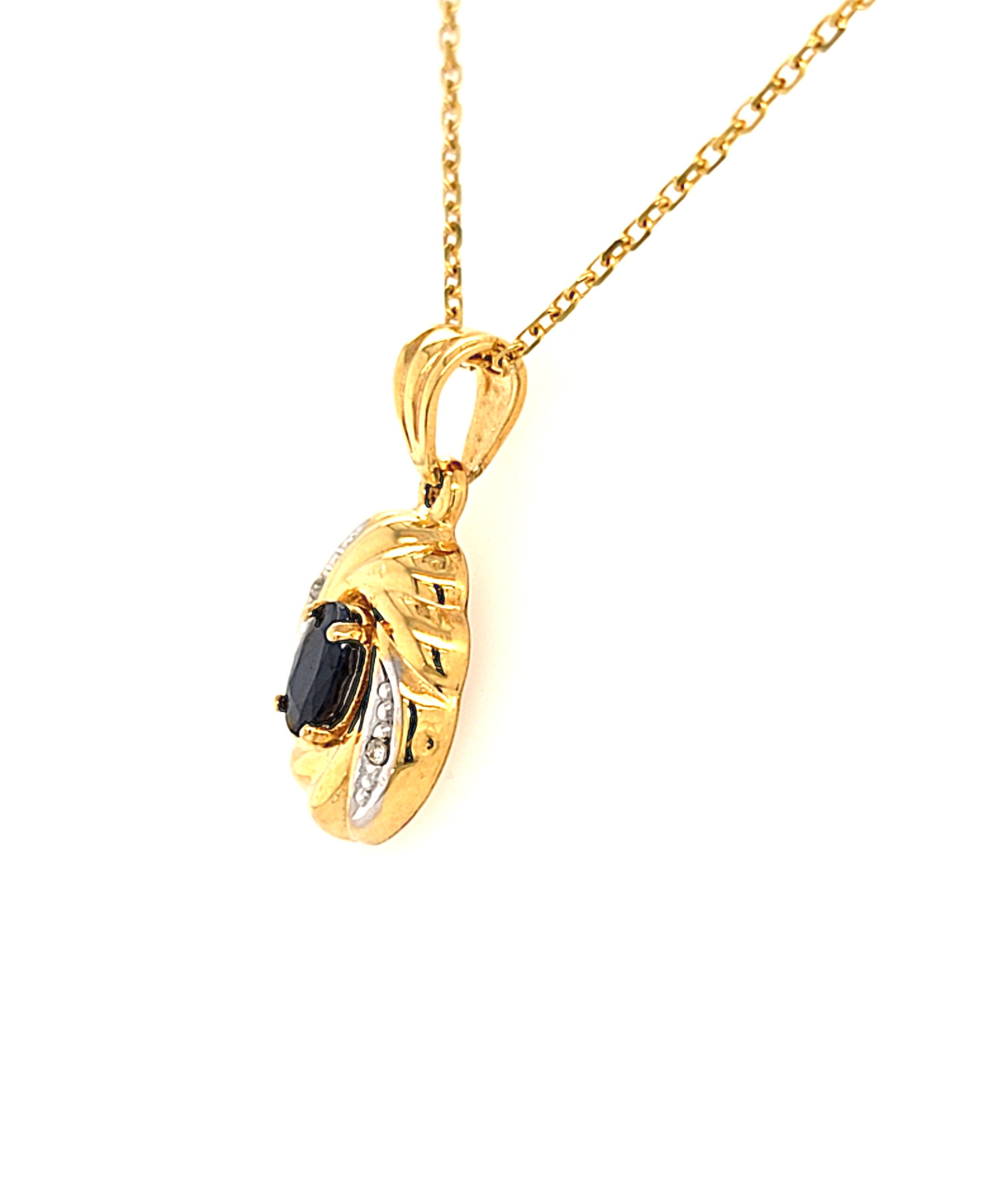 Kette Gold Anhänger 585 14 kt Diamanten Schmuckstein Blau Damen