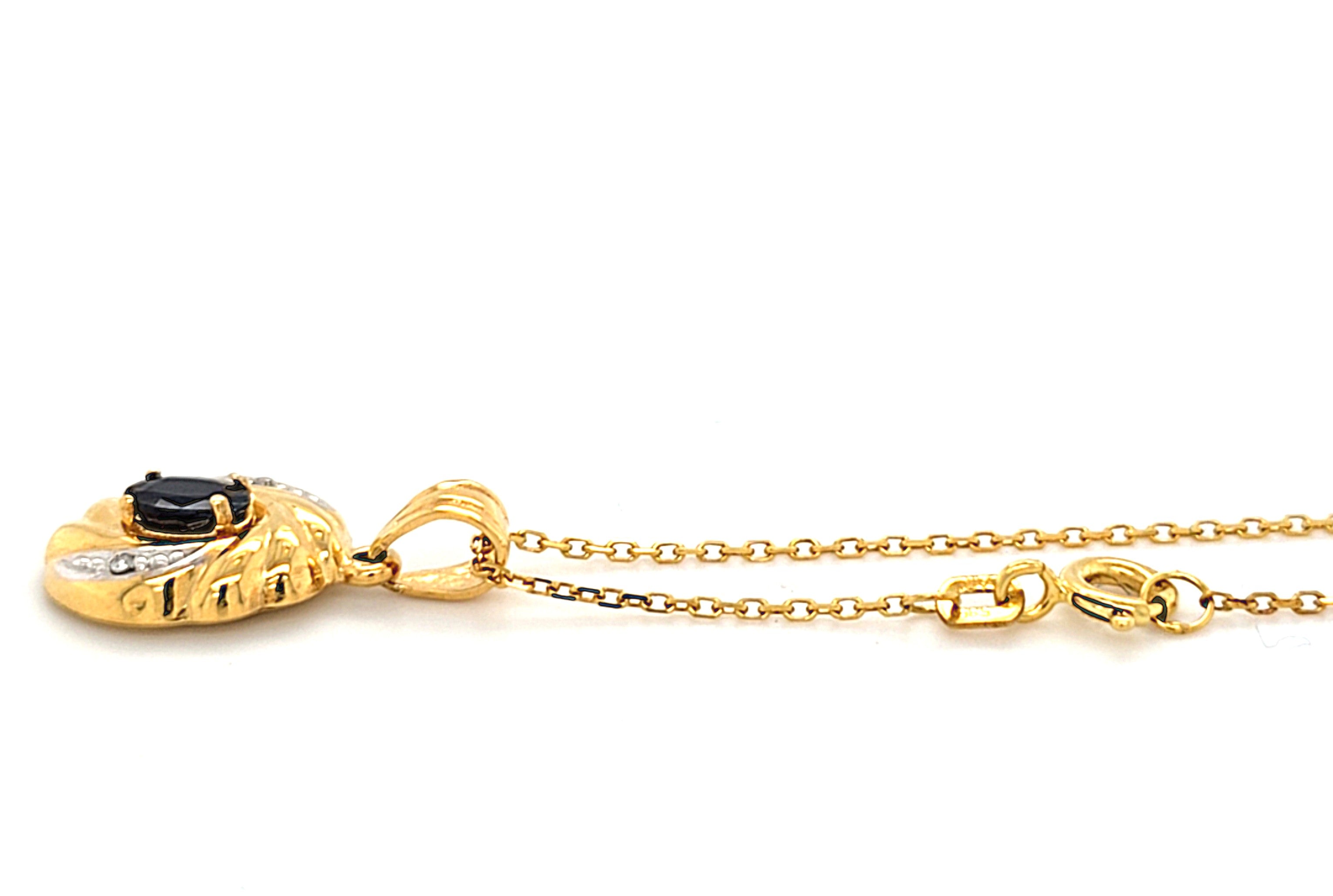 Kette Gold Anhänger 585 14 kt Diamanten Schmuckstein Blau Damen