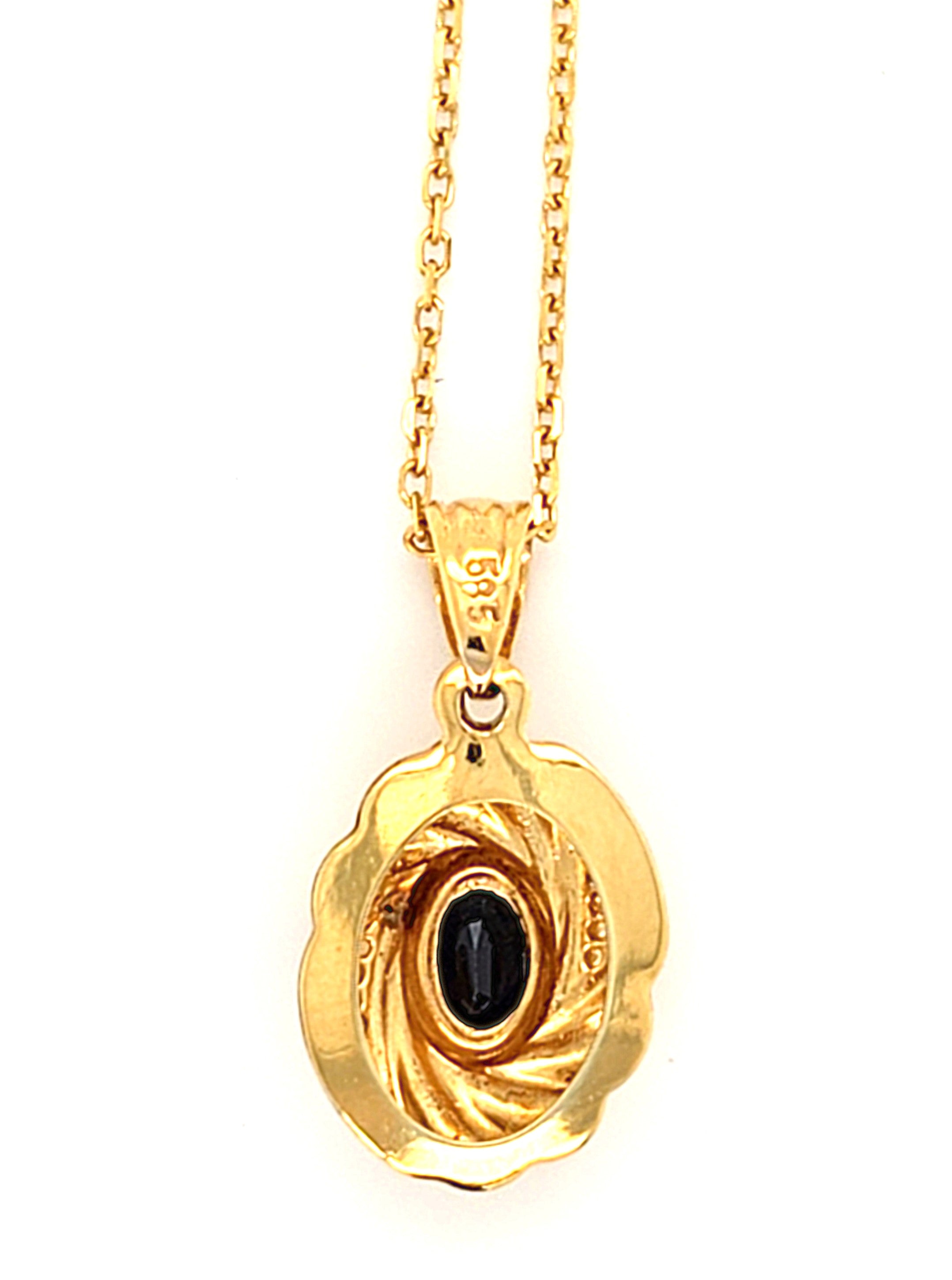 Kette Gold Anhänger 585 14 kt Diamanten Schmuckstein Blau Damen