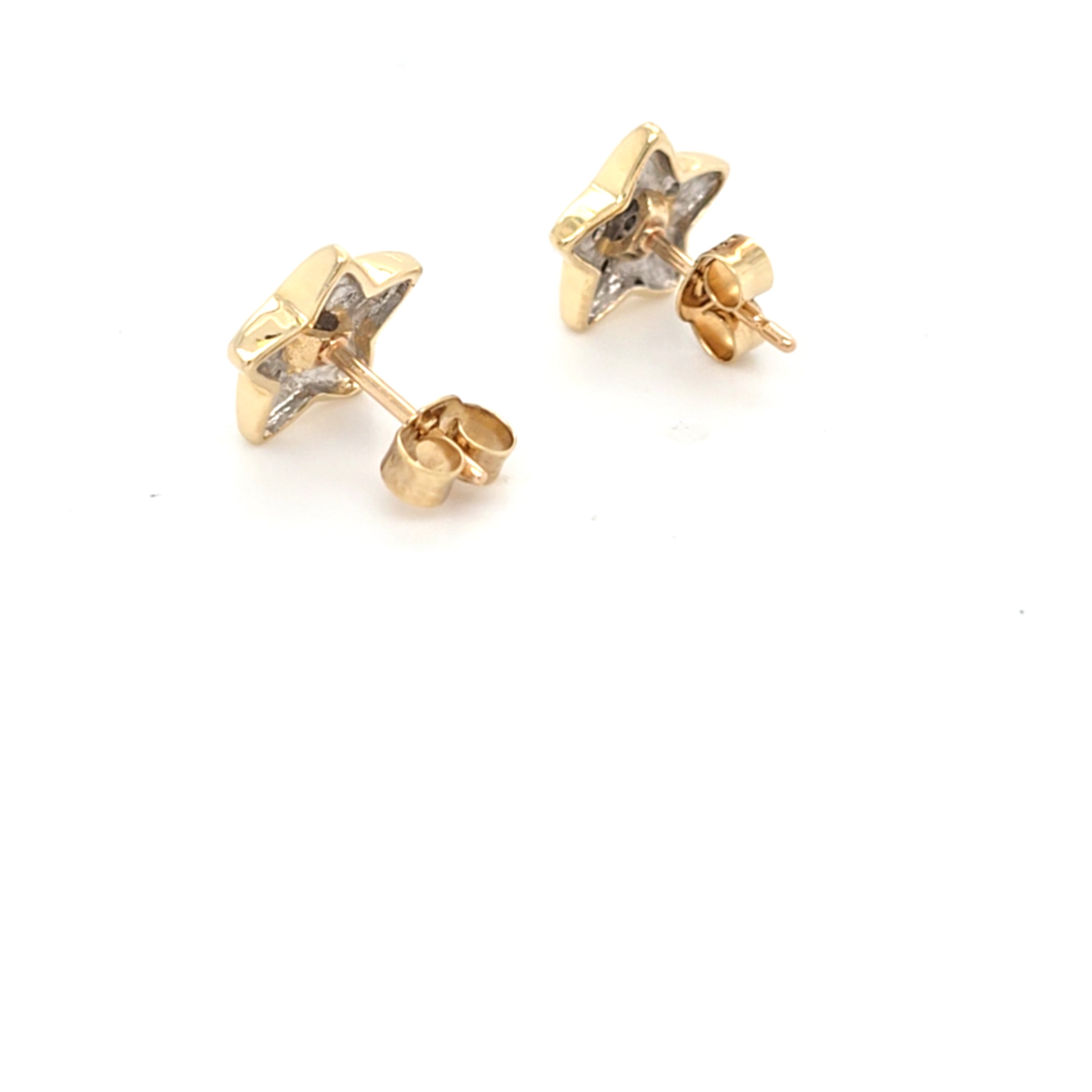 Ohrstecker Gelb Weiß Gold 585 14 Kt. Diamanten Stern Damen Schmuck