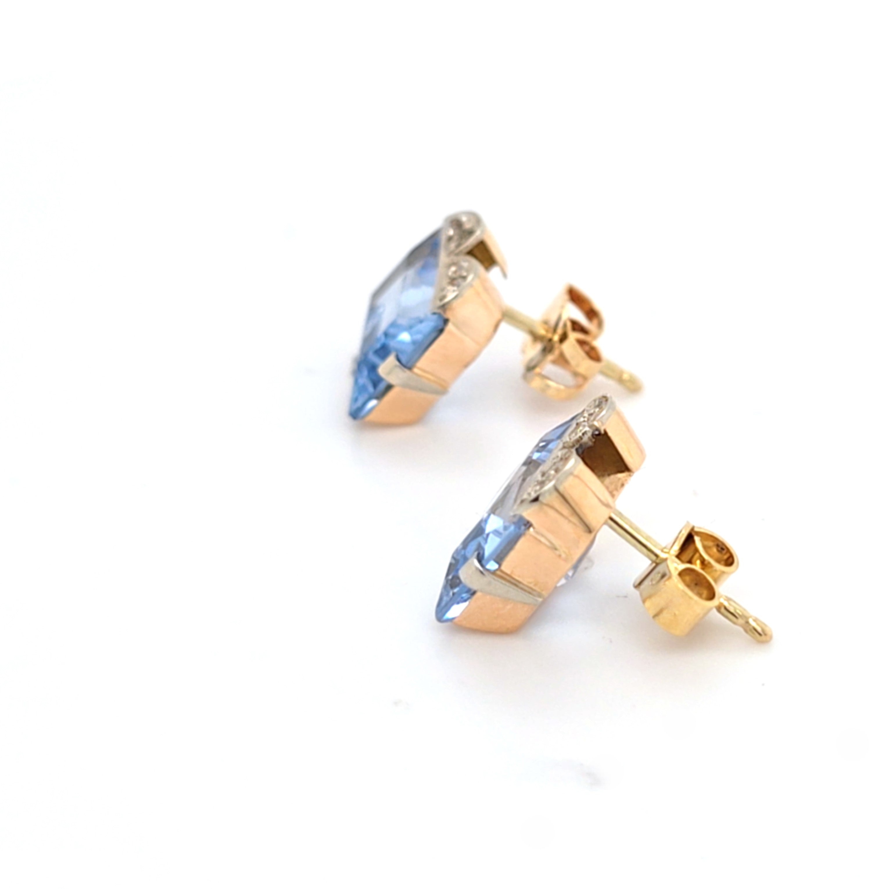 Ohrringe Stecker Gold Zirkonia hellblauen Schmuckstein Damen 215413