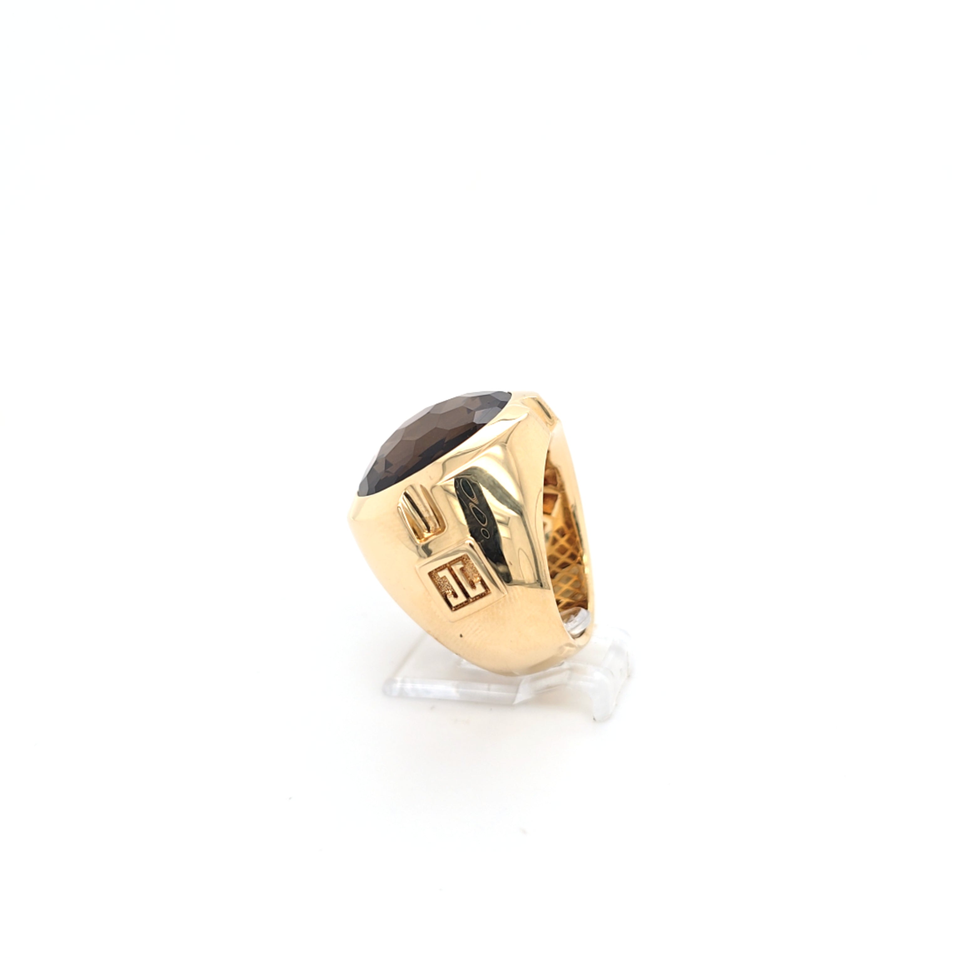 Jette Joop Ring Gelbgold 750/18kt. Unisex Schmuckstein braun *55*