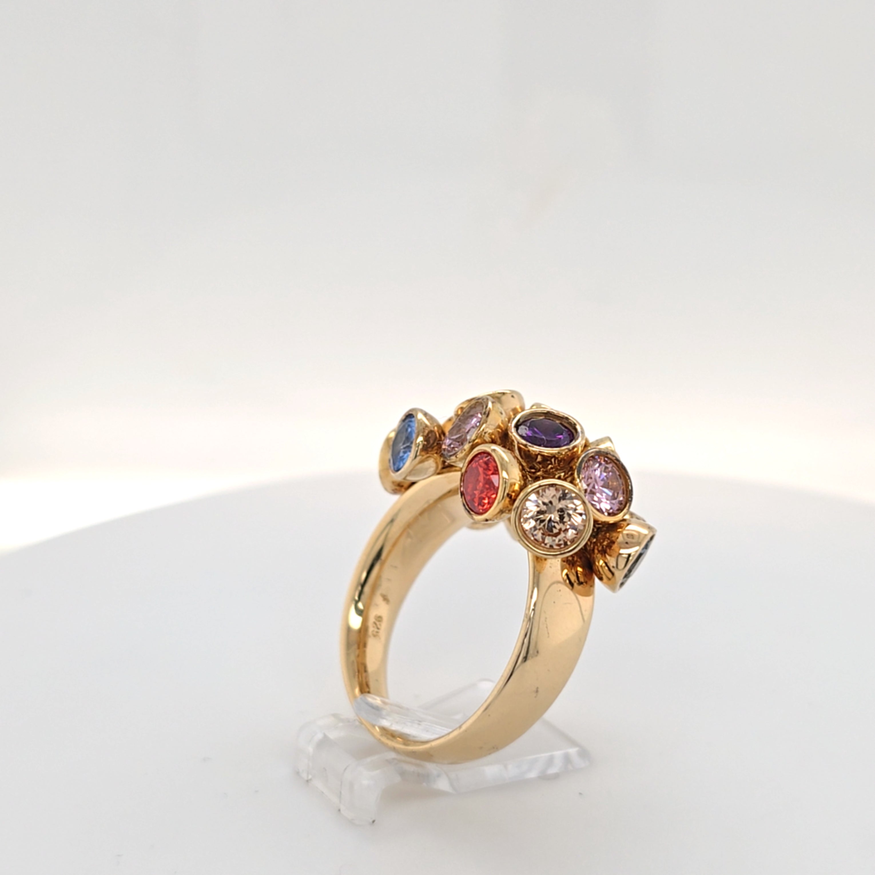 Ring Silber Vergoldet 925 Schmucksteine Bunt Damen Geschenk