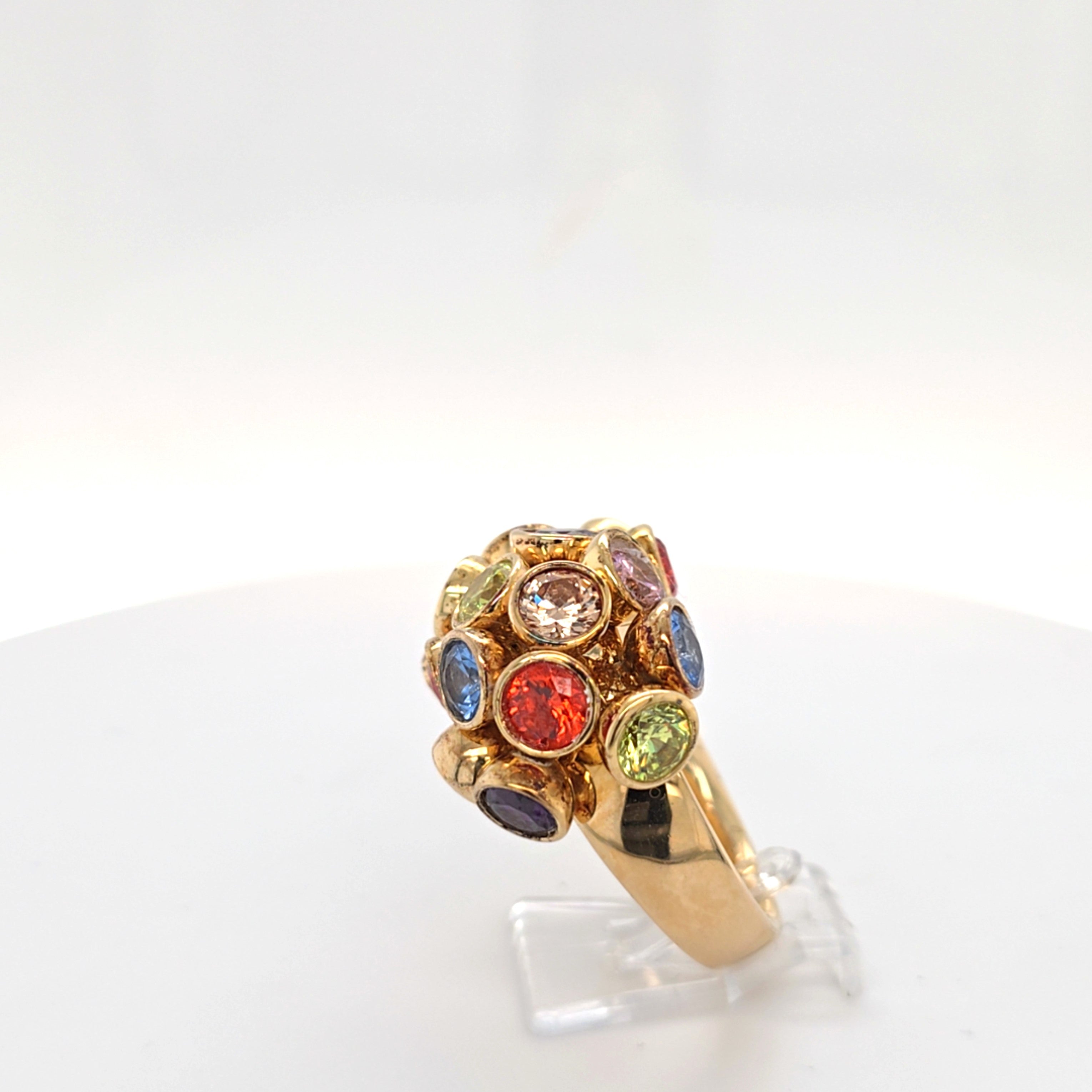 Ring Silber Vergoldet 925 Schmucksteine Bunt Damen Geschenk