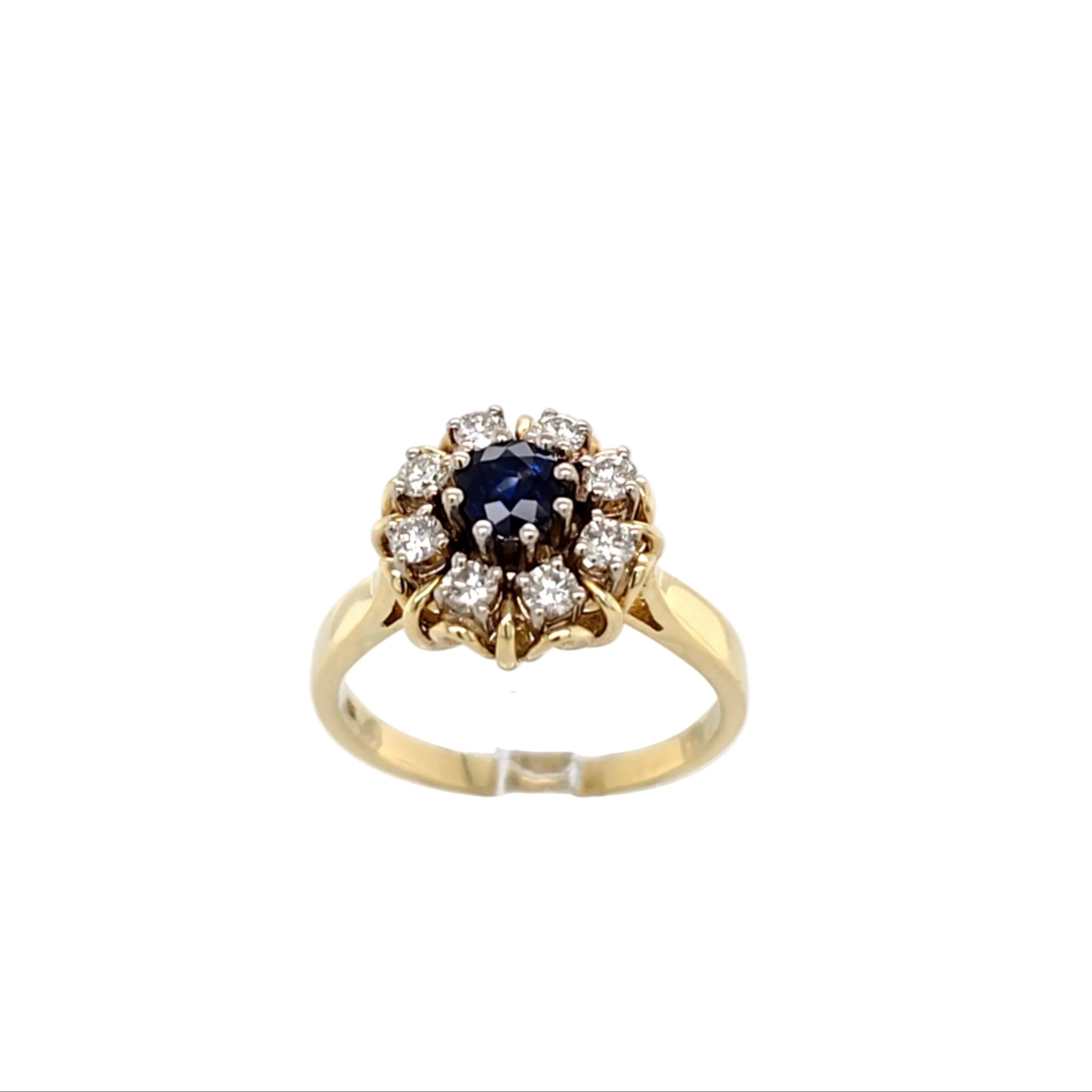 Damen Ring Gelbgold 585 14 kt Brillanten Saphir 215399