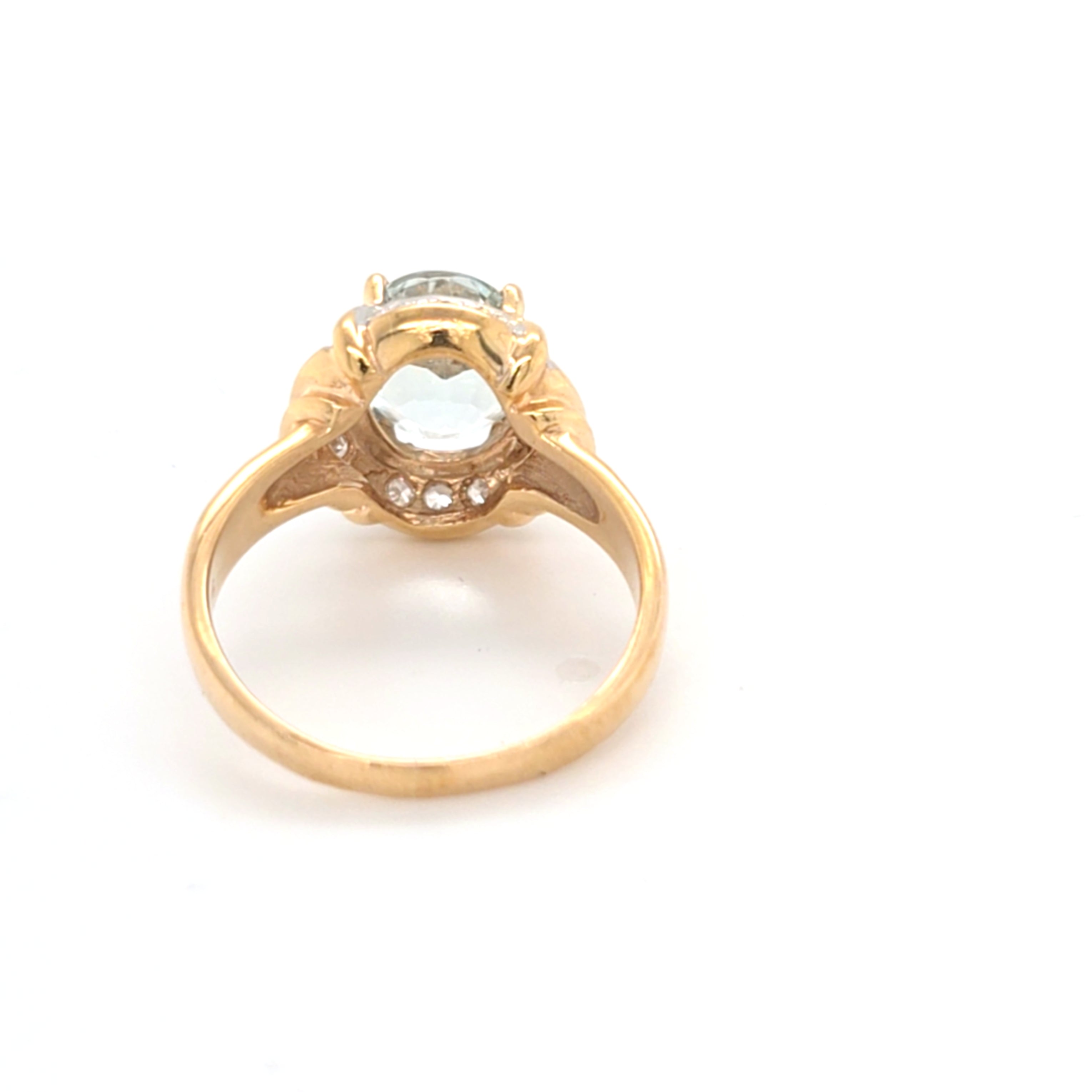 Damen Ring Gelbgold Weißgold 585 14 kt. Brillanten hellbl. Farbstein 215528