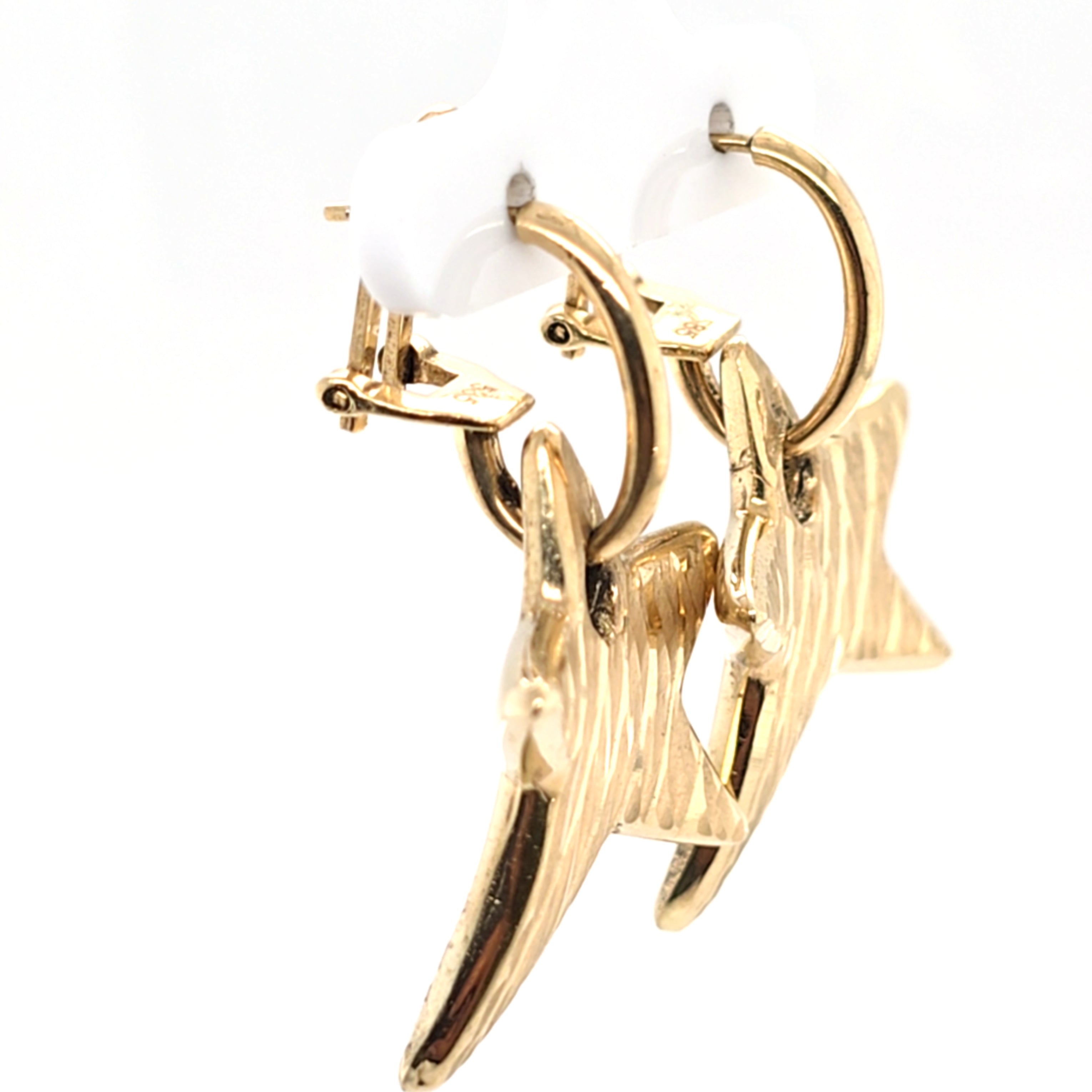 Damen Ohrringe Gelbgold 585 14 kt Sterne Stecker mit Clip 217473