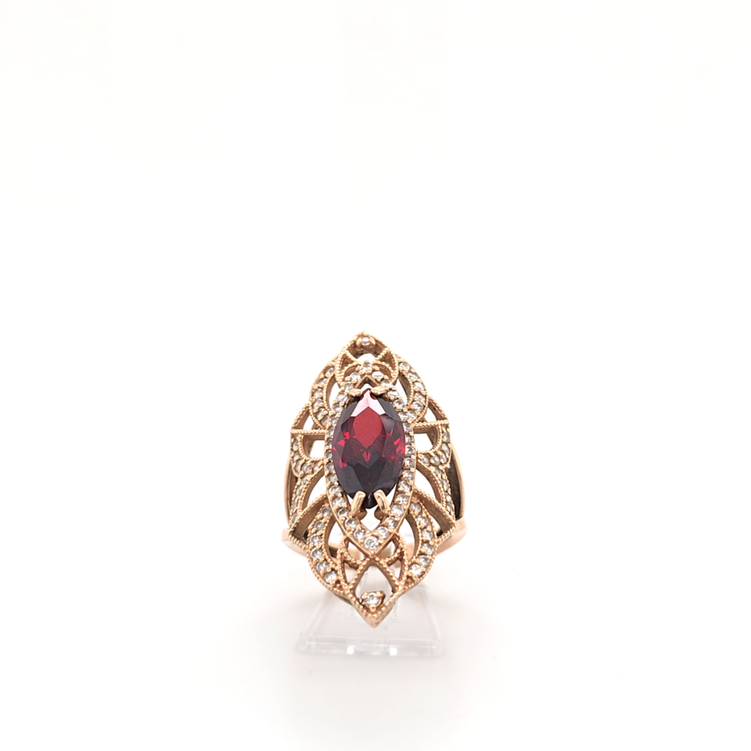 Ring Gelb Gold 585 Schmuckstein Rot Zirkonia Damen