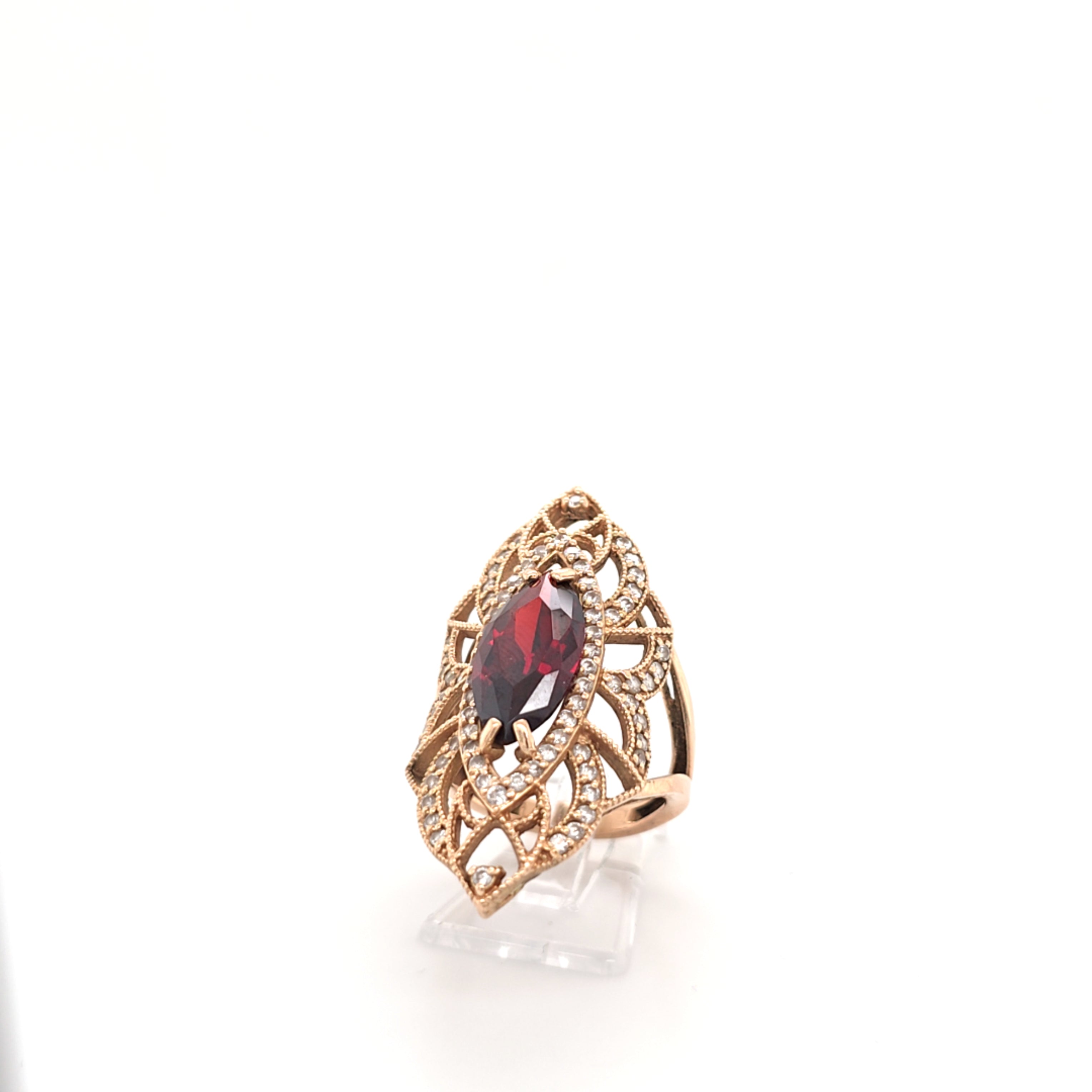 Ring Gelb Gold 585 Schmuckstein Rot Zirkonia Damen