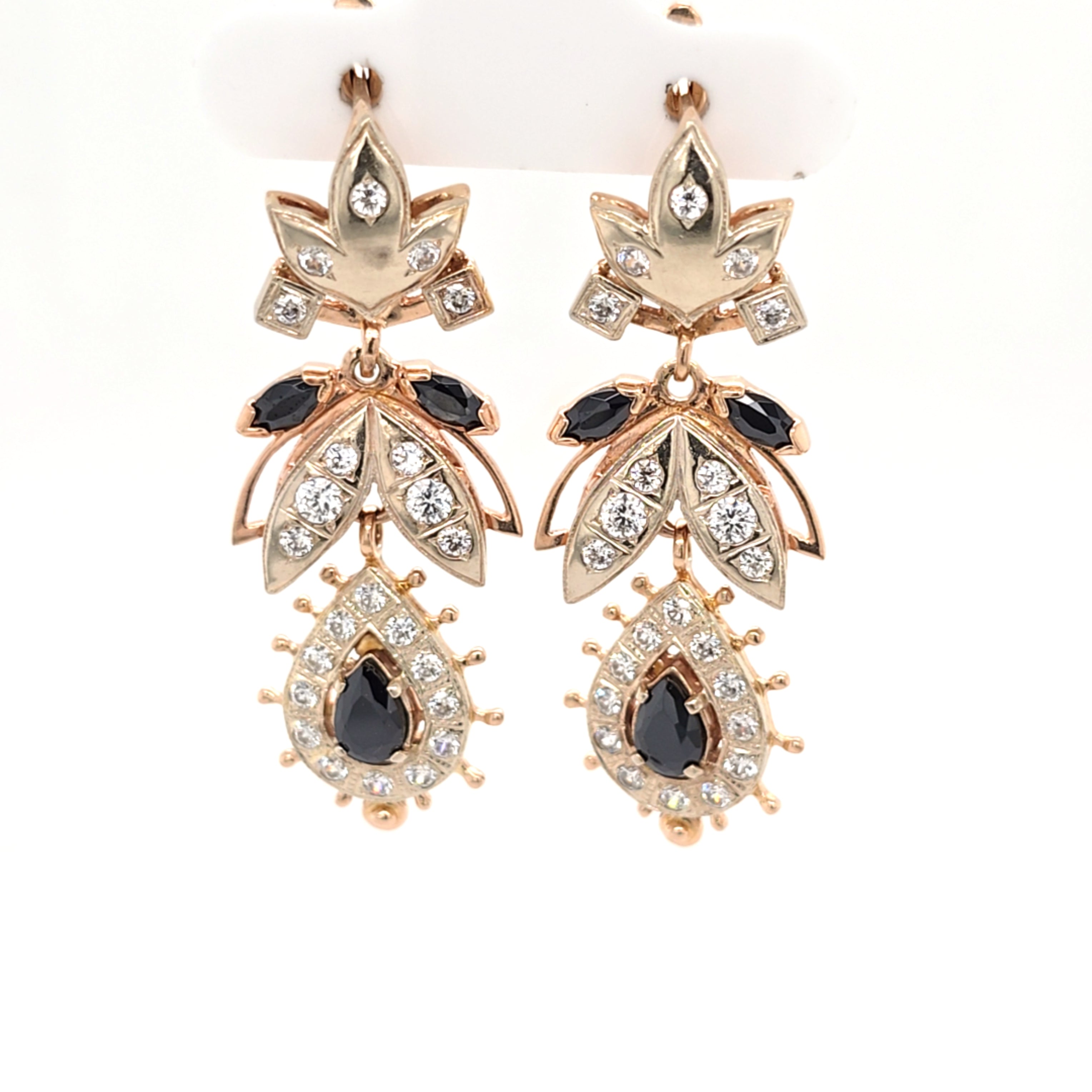 Ohrringe Rot Gold 585 Zirkonia Schmuckstein Schwarz
