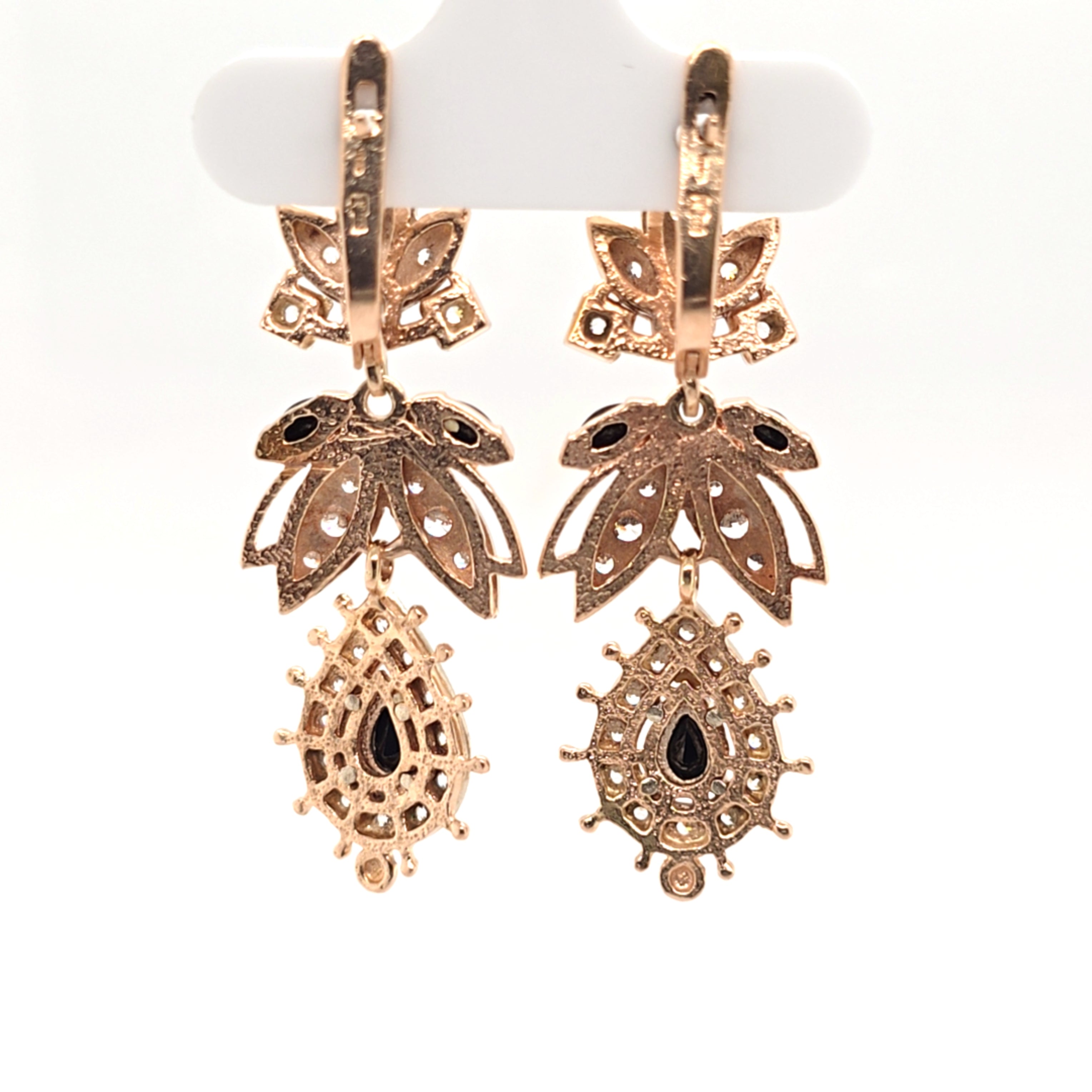 Ohrringe Rot Gold 585 Zirkonia Schmuckstein Schwarz