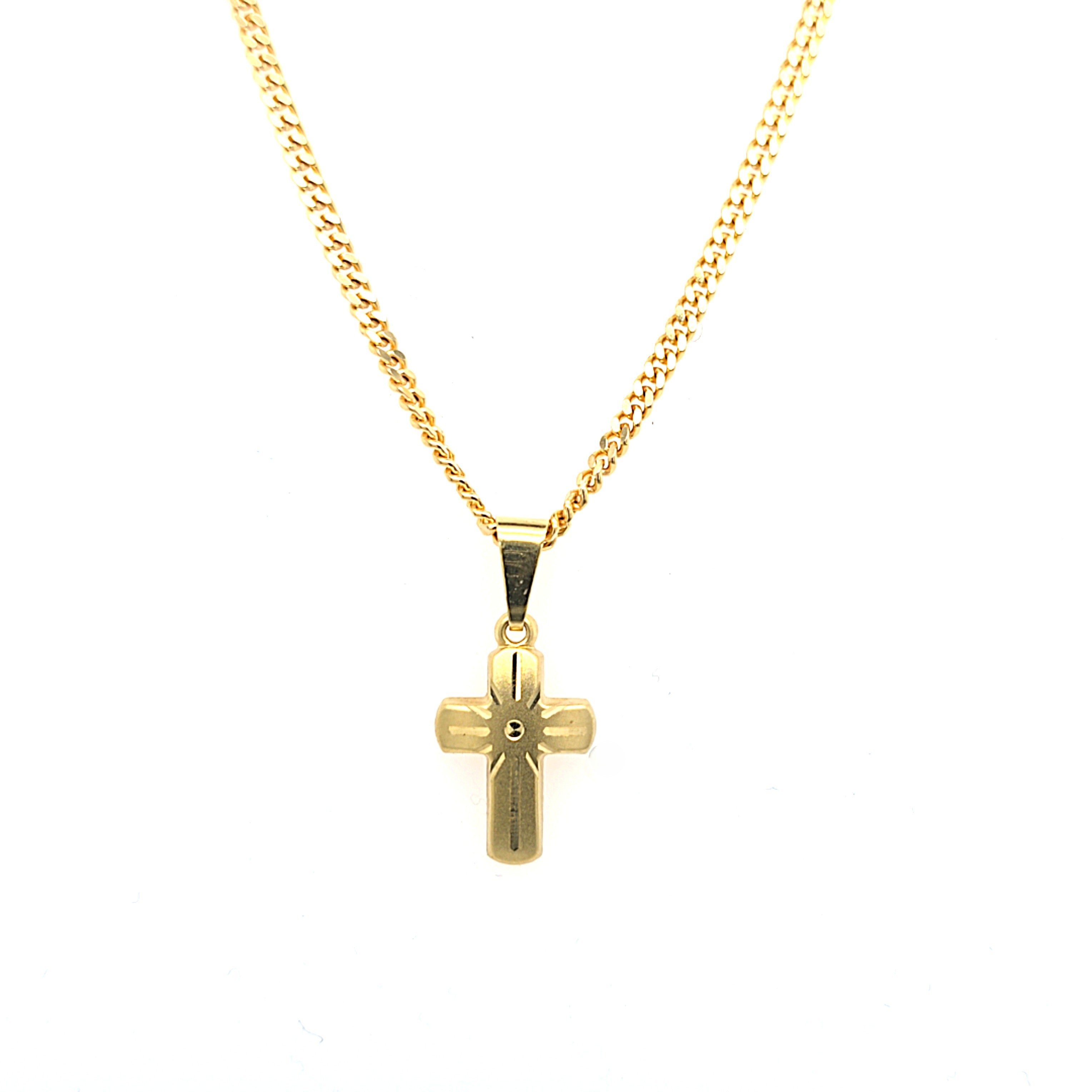 Kette Anhänger Gold 333 8 kt Unisex Kreuz