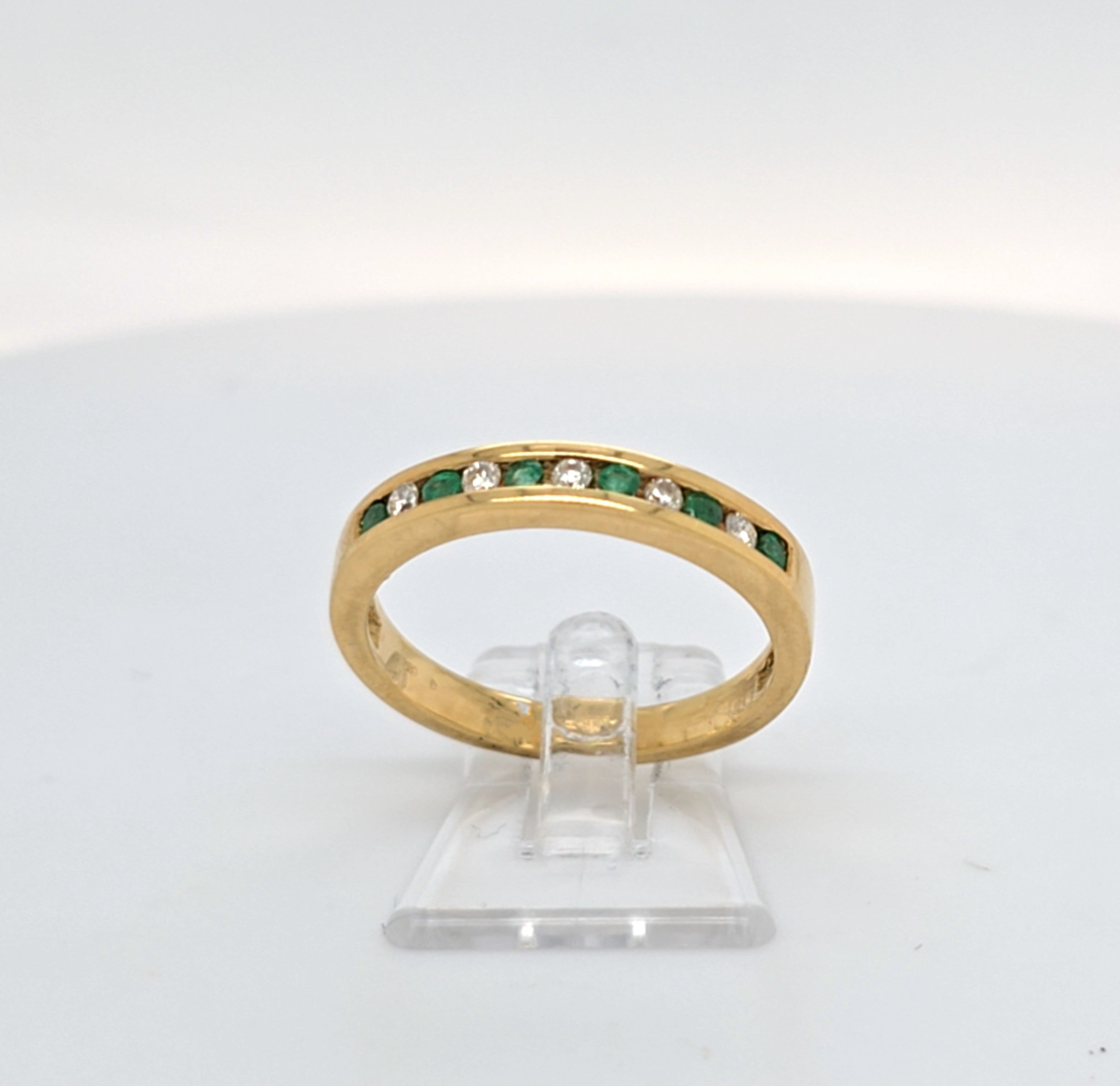 Ring Gelb Gold 750 Brillanten Schmuckstein Grün Damen