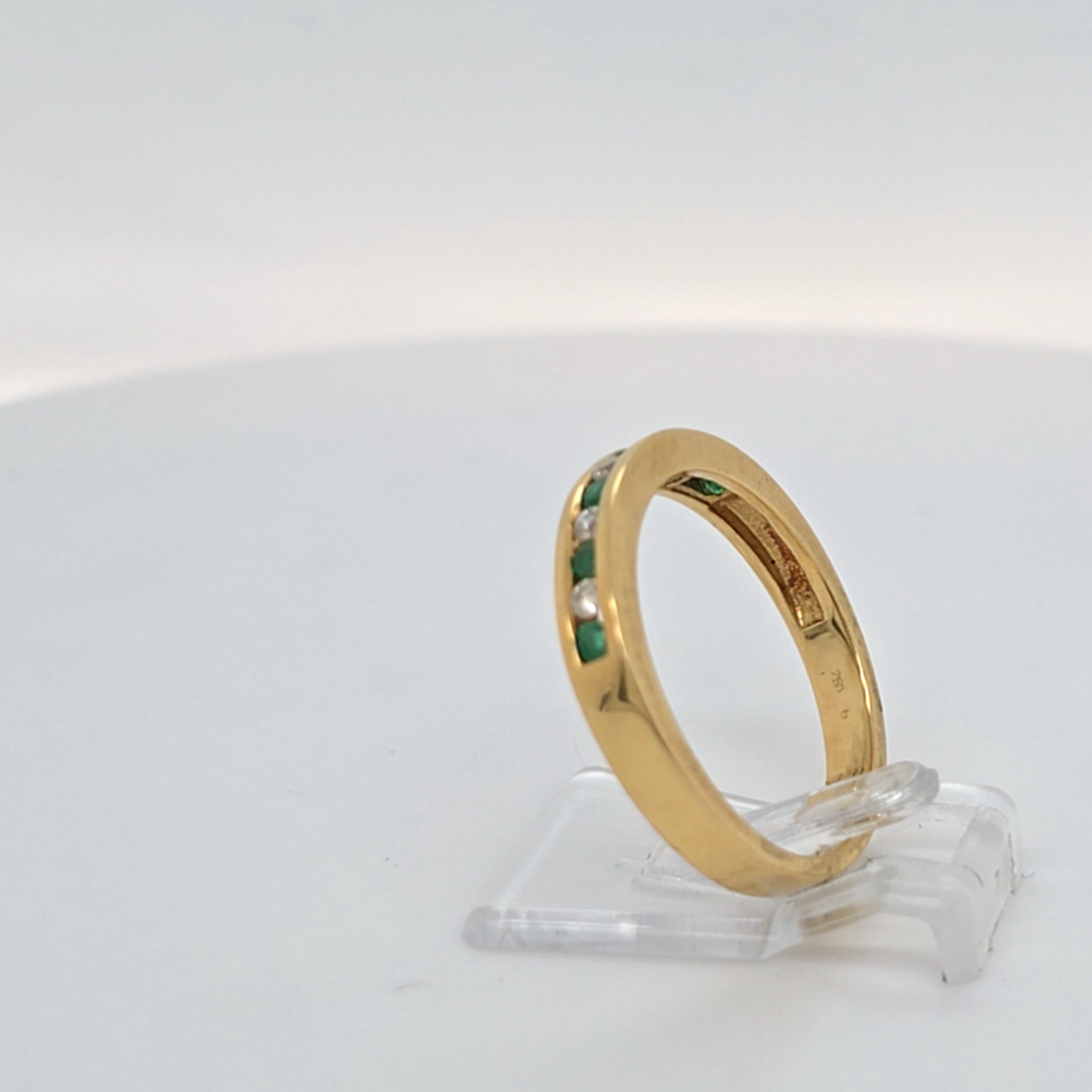 Ring Gelb Gold 750 Brillanten Schmuckstein Grün Damen