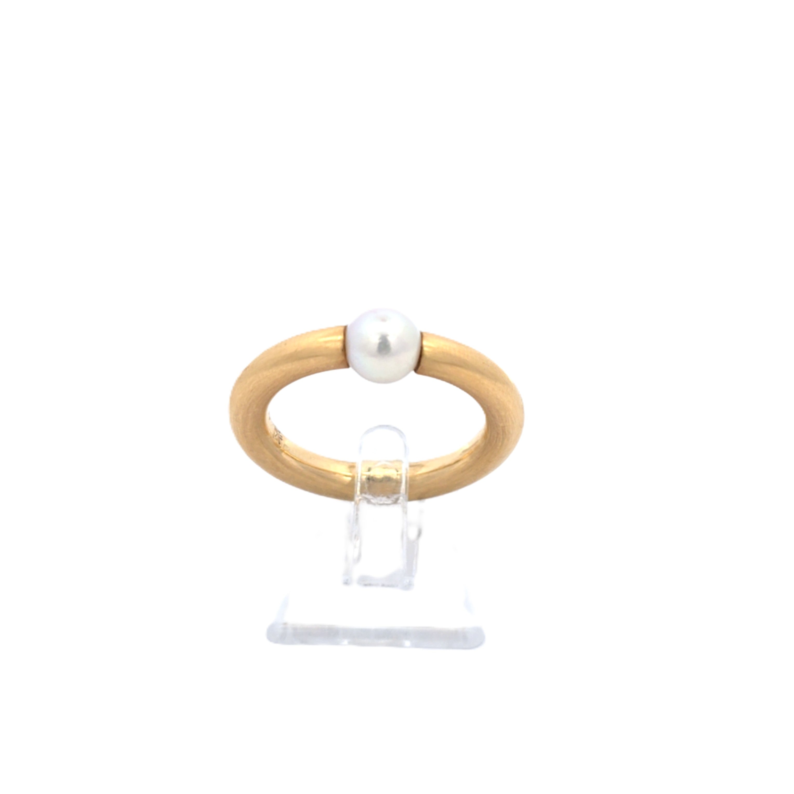 Damen Ring Gelbgold 750 18kt Perle *48*