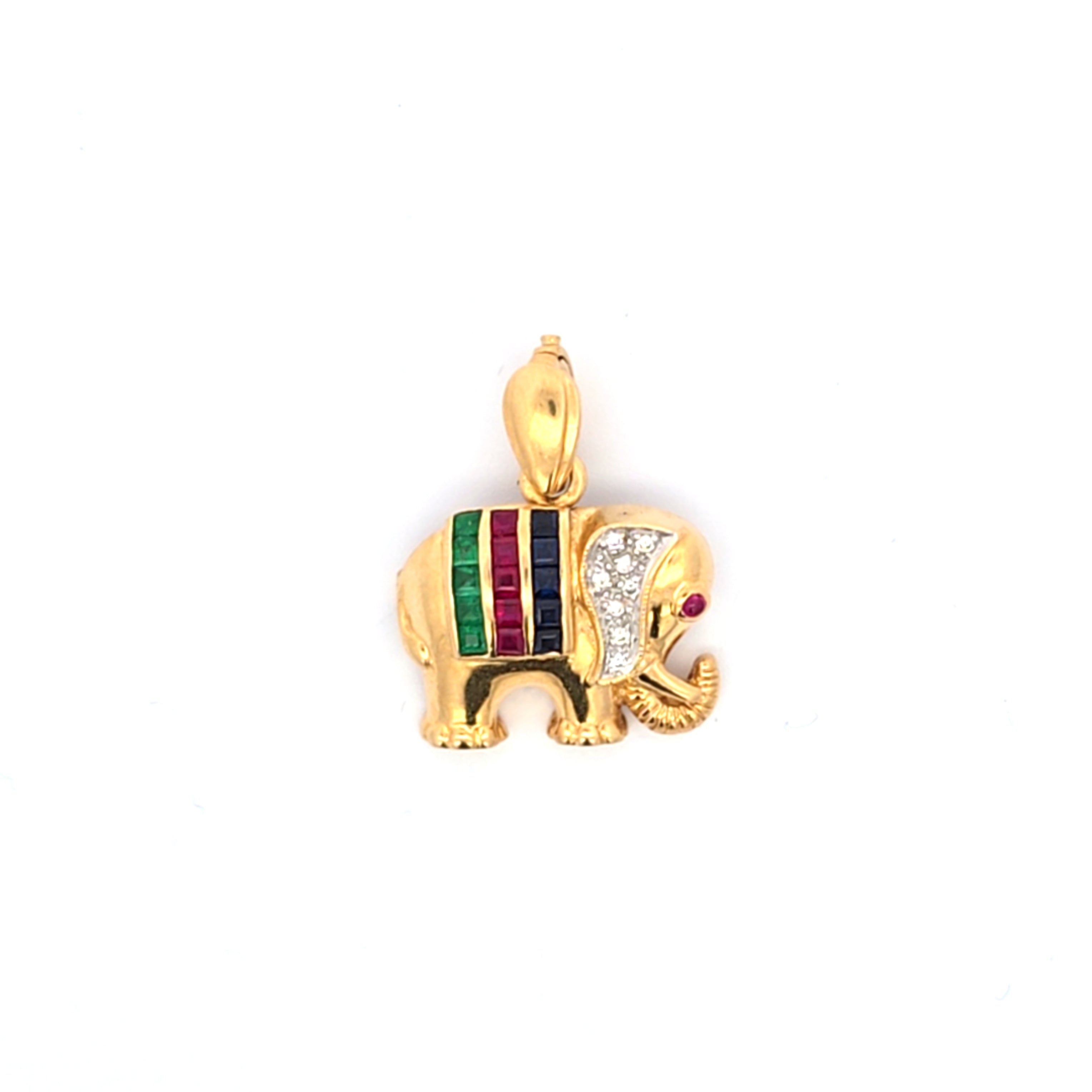 Anhänger Elefant Gelbgold Farbsteine und Zirkonia 333 8kt