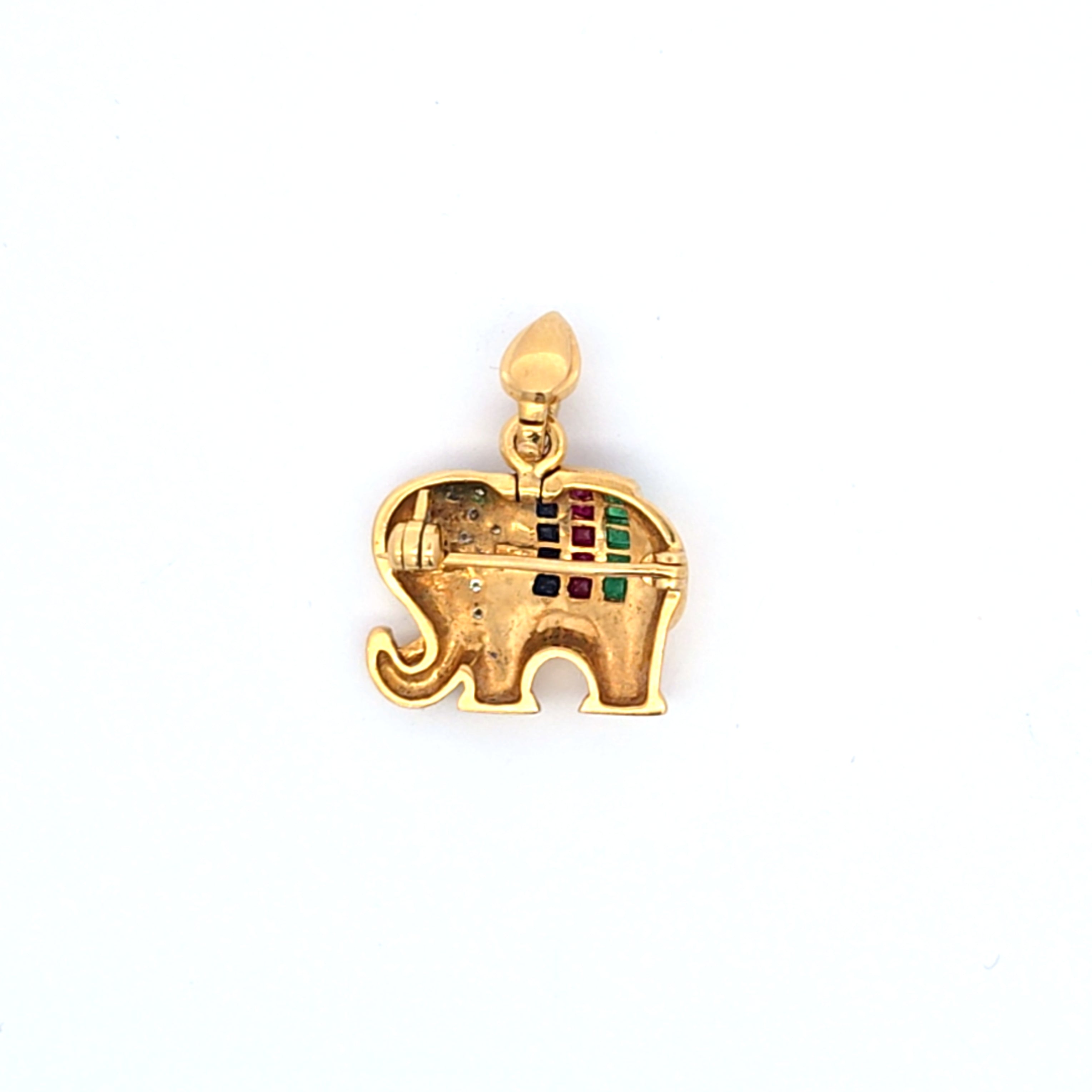 Anhänger Elefant Gelbgold Farbsteine und Zirkonia 333 8kt