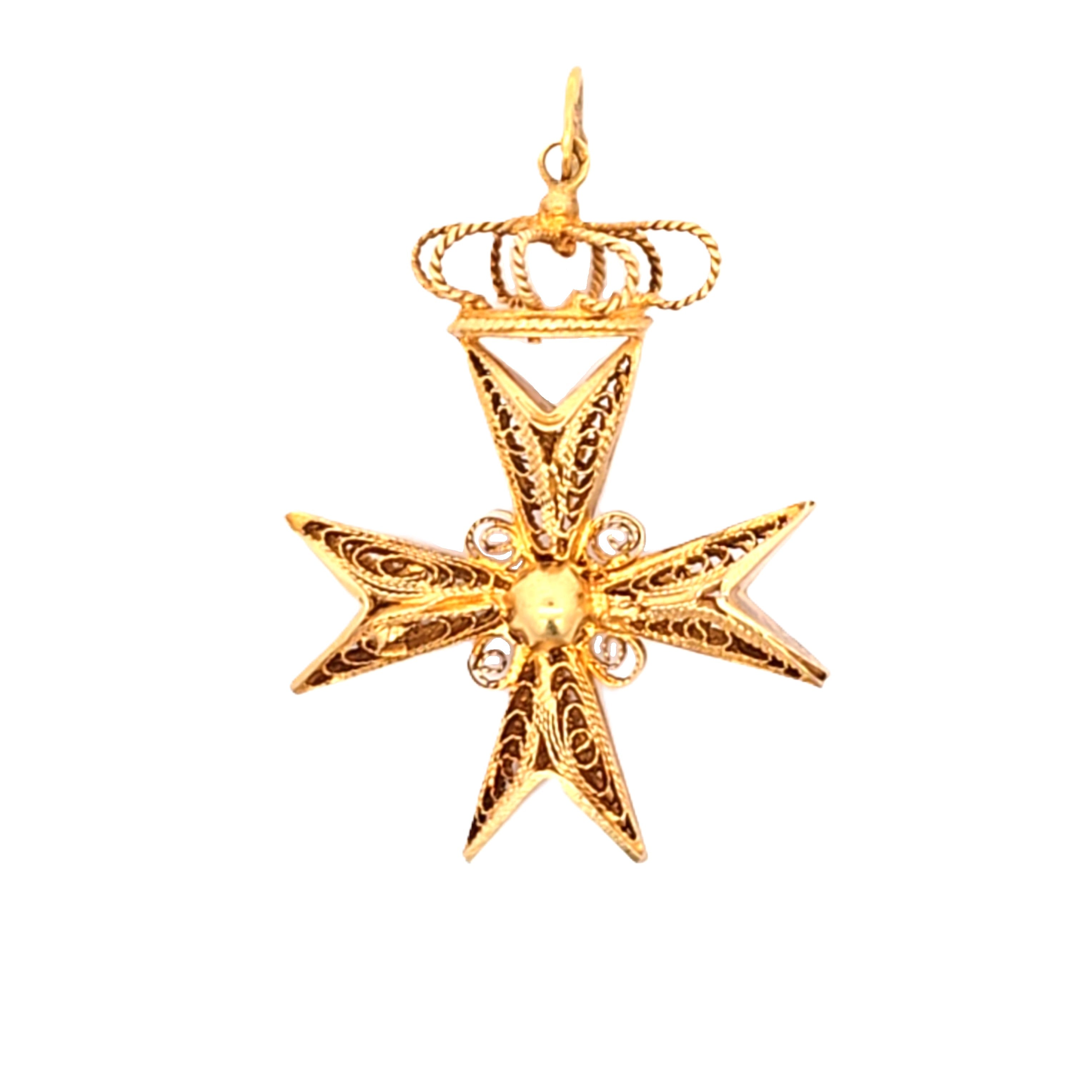 Anhänger Kreuz mit Krone Gelbgold 750 18kt