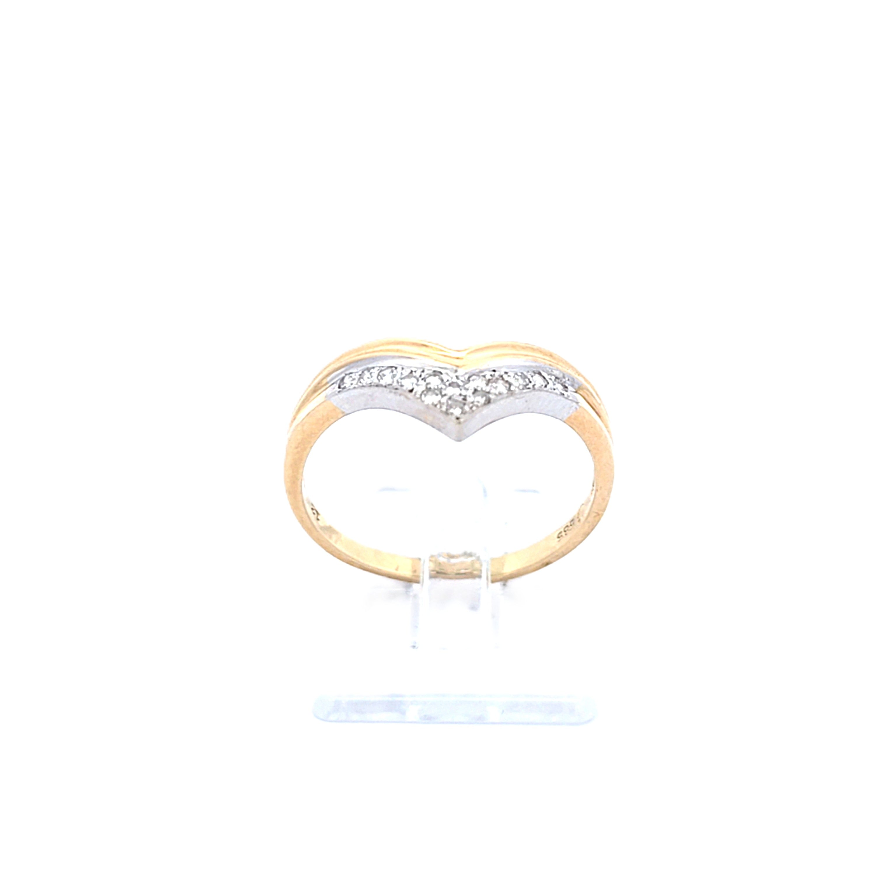 Damenring Gelbgold Weißgold 585 Brillanten Gr.55