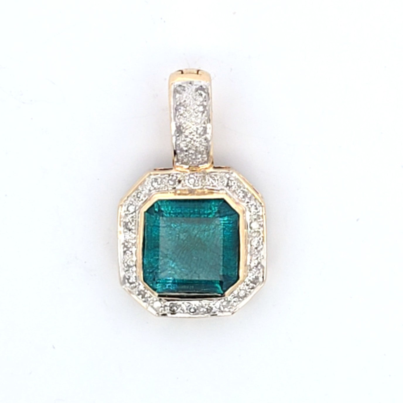 Anhänger Clip Gelb Weiß Gold 585/14kt Smaragd Diamanten
