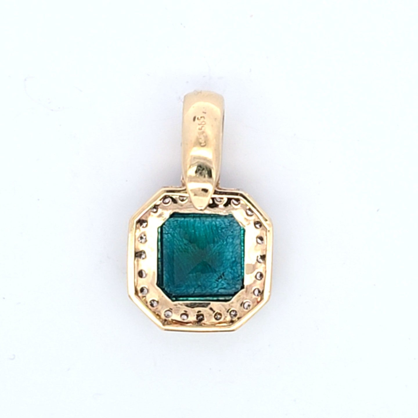 Anhänger Clip Gelb Weiß Gold 585/14kt Smaragd Diamanten