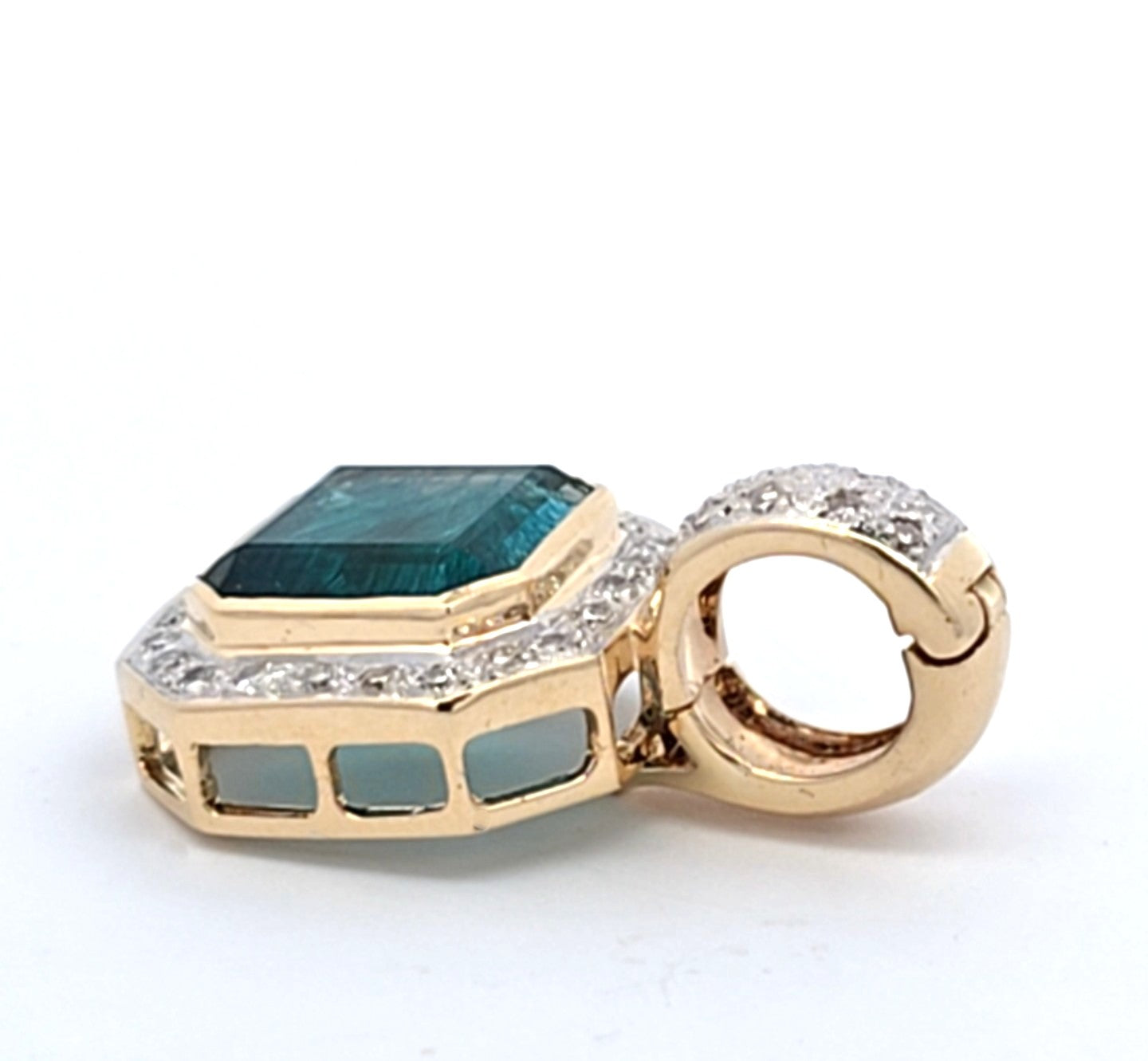 Anhänger Clip Gelb Weiß Gold 585/14kt Smaragd Diamanten