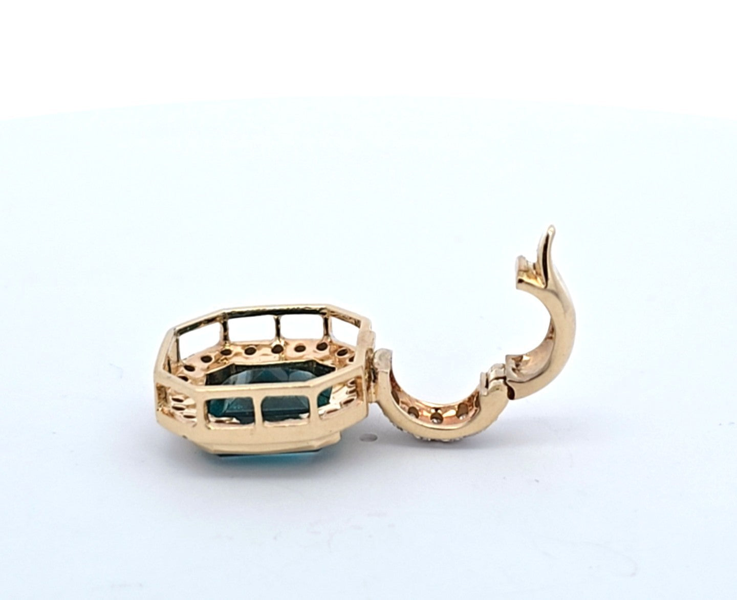 Anhänger Clip Gelb Weiß Gold 585/14kt Smaragd Diamanten