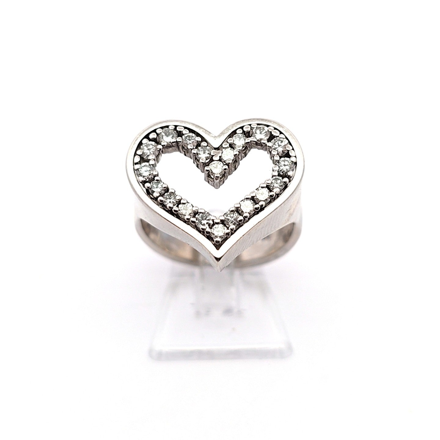 Damen Ring Herz Weißgold 585/14kt Brillanten ca. 0,03 ct *55*