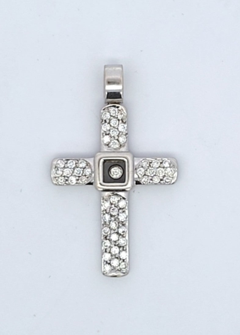Anhänger Kreuz Weiß Gold 750 Brillanten Schmuck Unisex