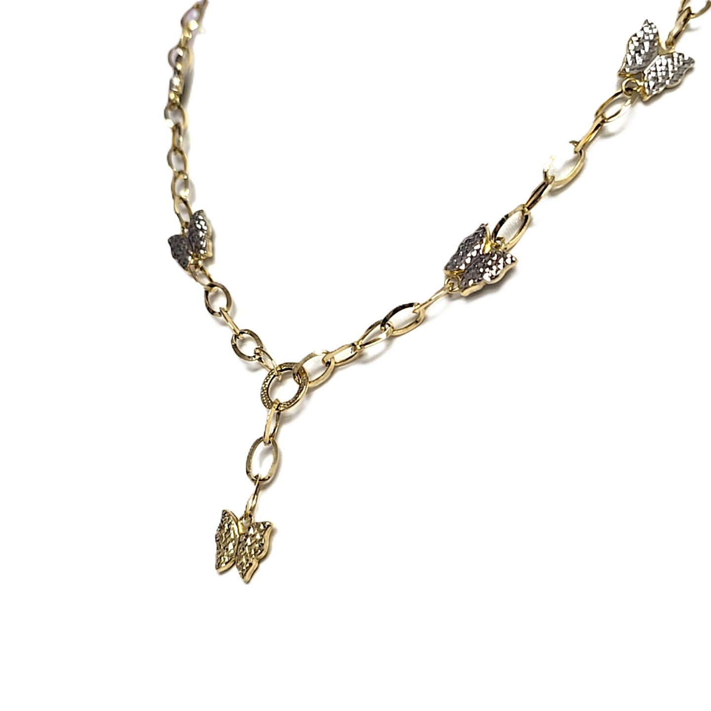 Collier Gelbgold / Weißgold Schmetterlinge 585/14kt