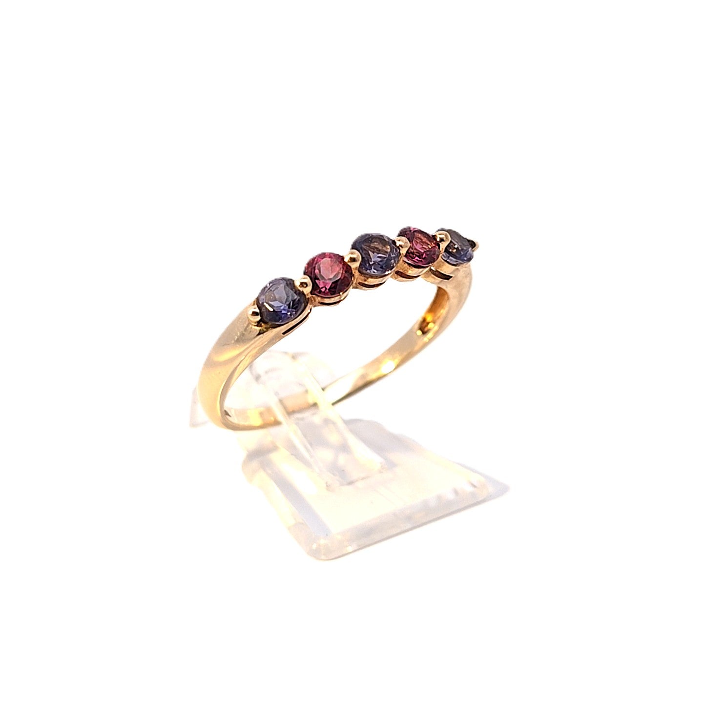 Damen Ring Gelbgold Schmuckstein Violett und Rosa 375 / 9kt